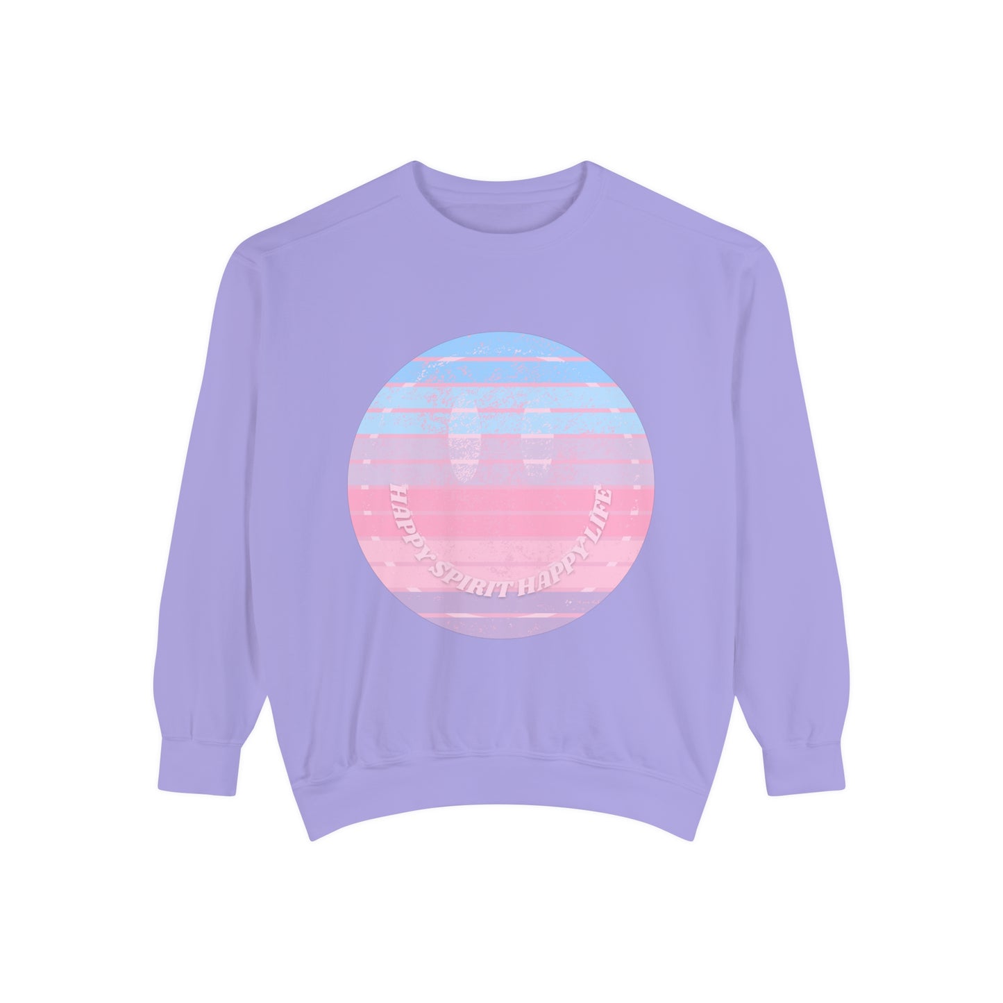 Aesthetic Smile Hoodie, Smile Face Comfort Colors Crewneck, Happy Spirit Happy Life Sunset Smile SweatshirtUnisex Garment-Dyed Sweatshirt
