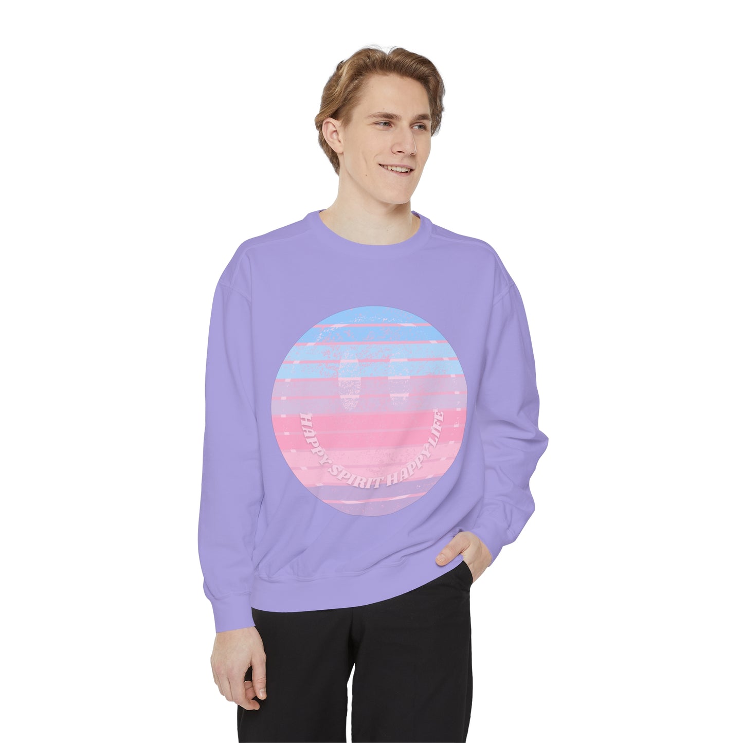 Aesthetic Smile Hoodie, Smile Face Comfort Colors Crewneck, Happy Spirit Happy Life Sunset Smile SweatshirtUnisex Garment-Dyed Sweatshirt