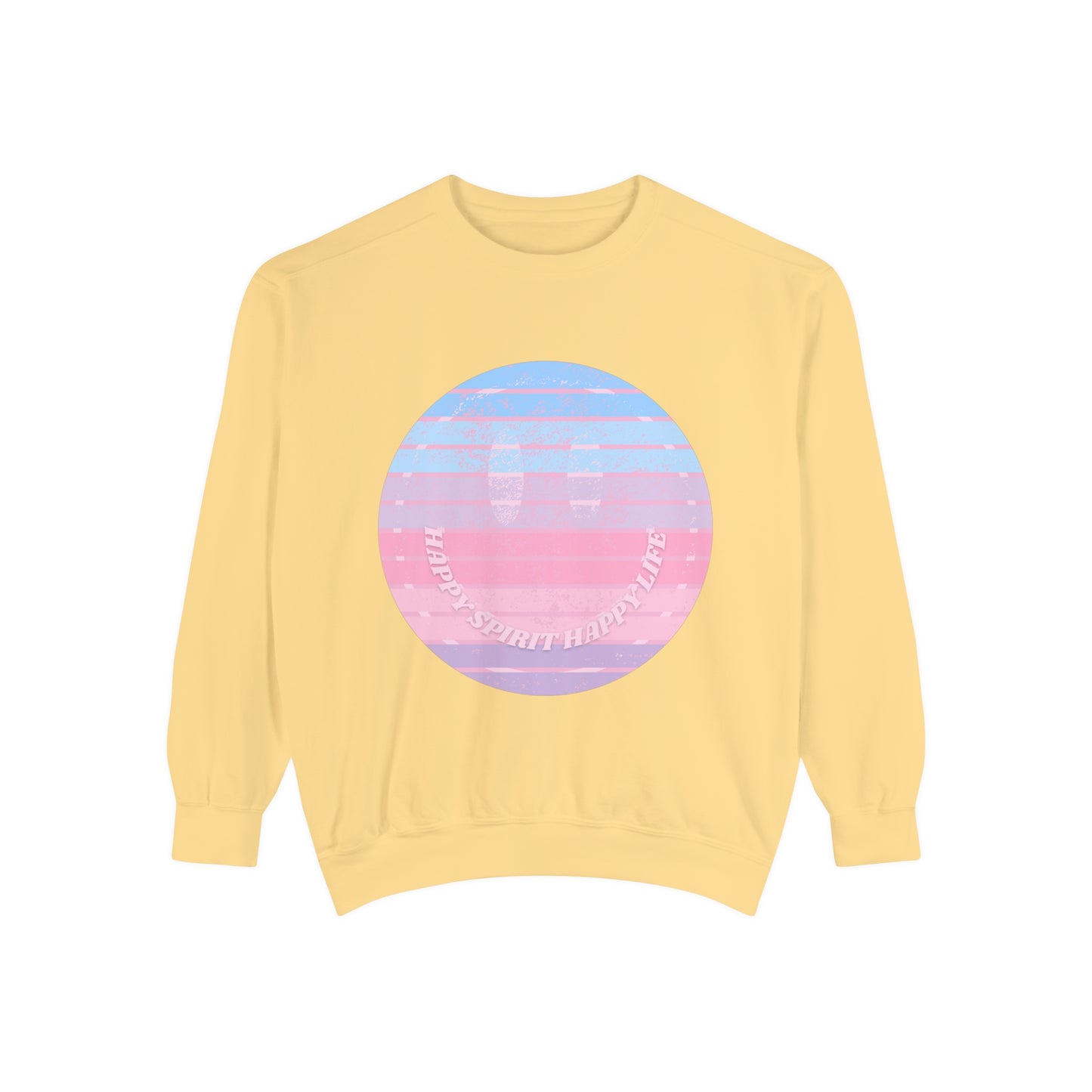 Aesthetic Smile Hoodie, Smile Face Comfort Colors Crewneck, Happy Spirit Happy Life Sunset Smile SweatshirtUnisex Garment-Dyed Sweatshirt