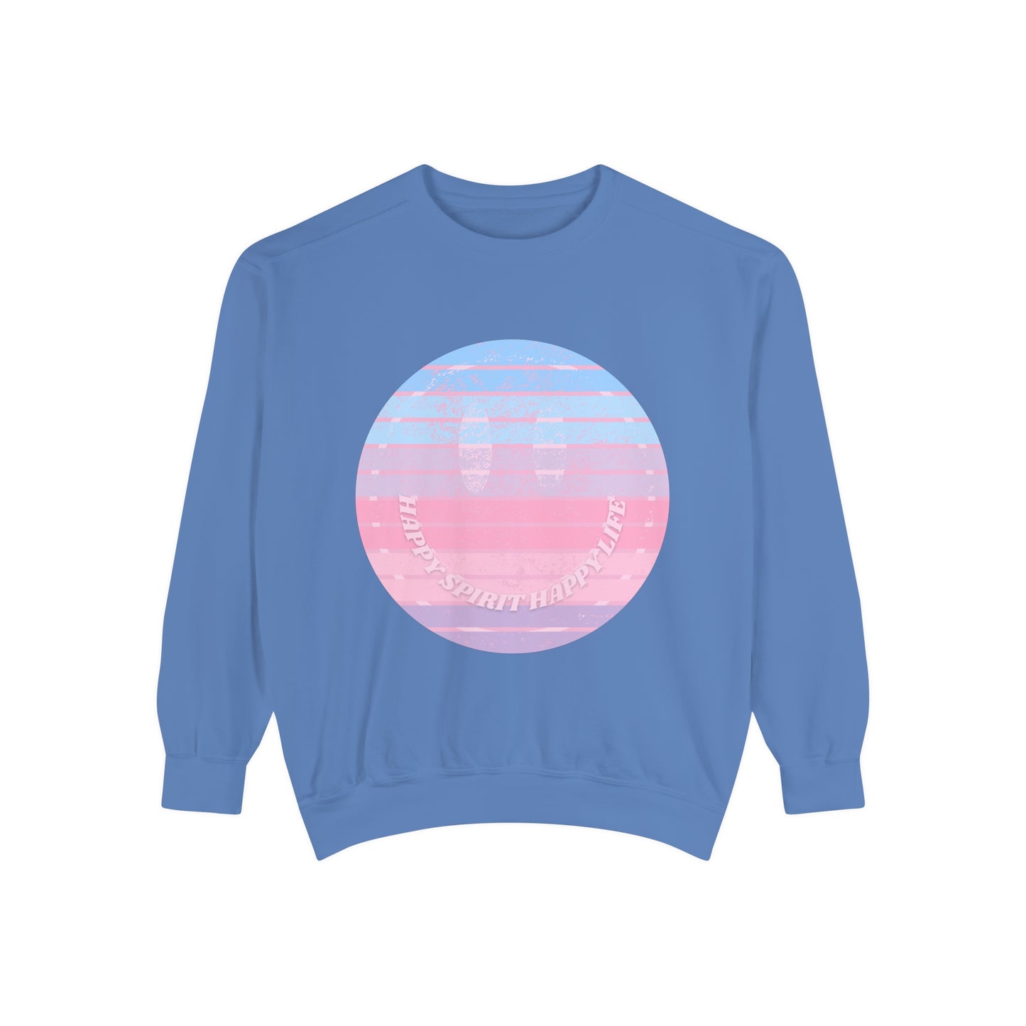 Aesthetic Smile Hoodie, Smile Face Comfort Colors Crewneck, Happy Spirit Happy Life Sunset Smile SweatshirtUnisex Garment-Dyed Sweatshirt
