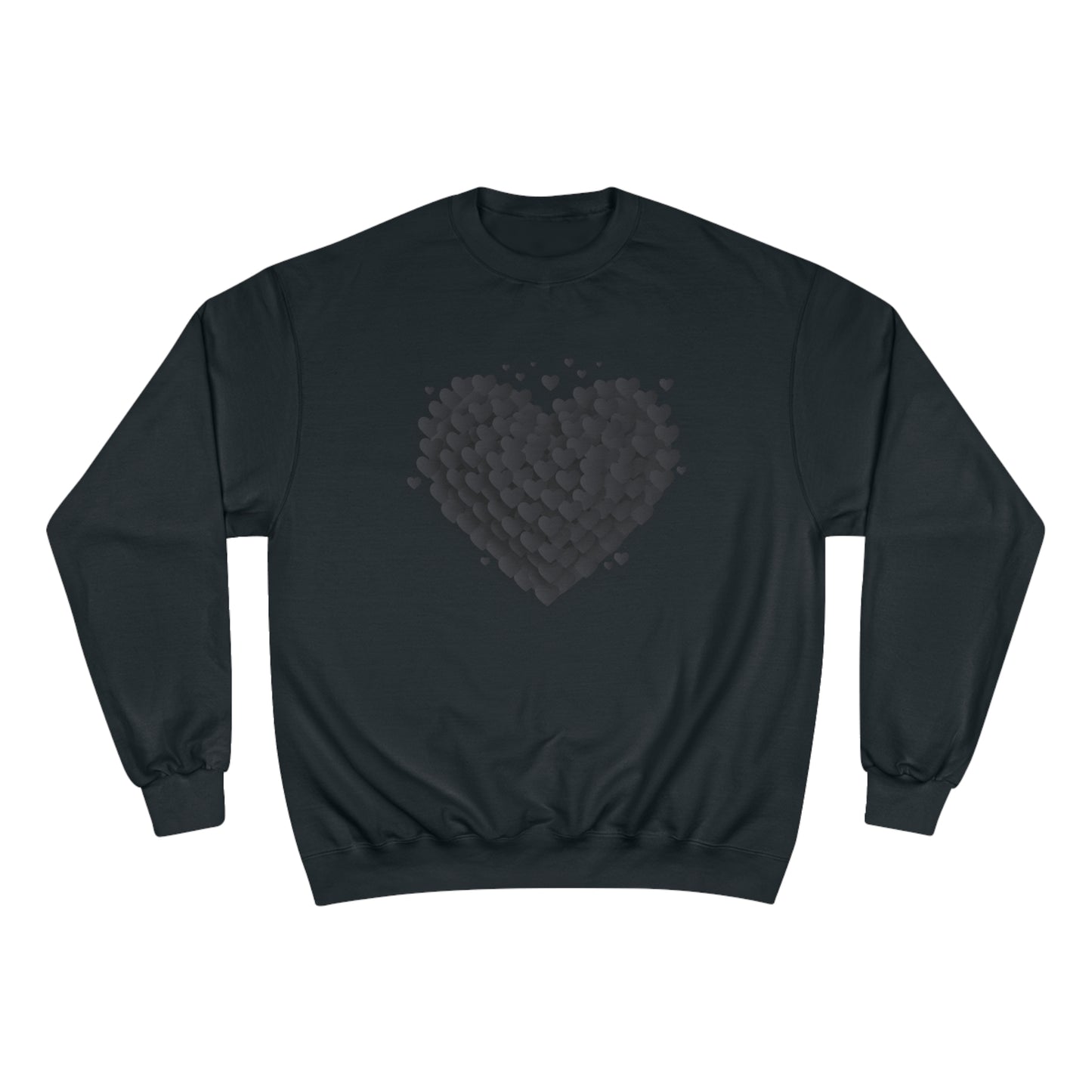 Heart of Hearts Champion Sweatshirt, Pile of Hearts, Graphic Hearts Crewneck, Black Hearts Pullover