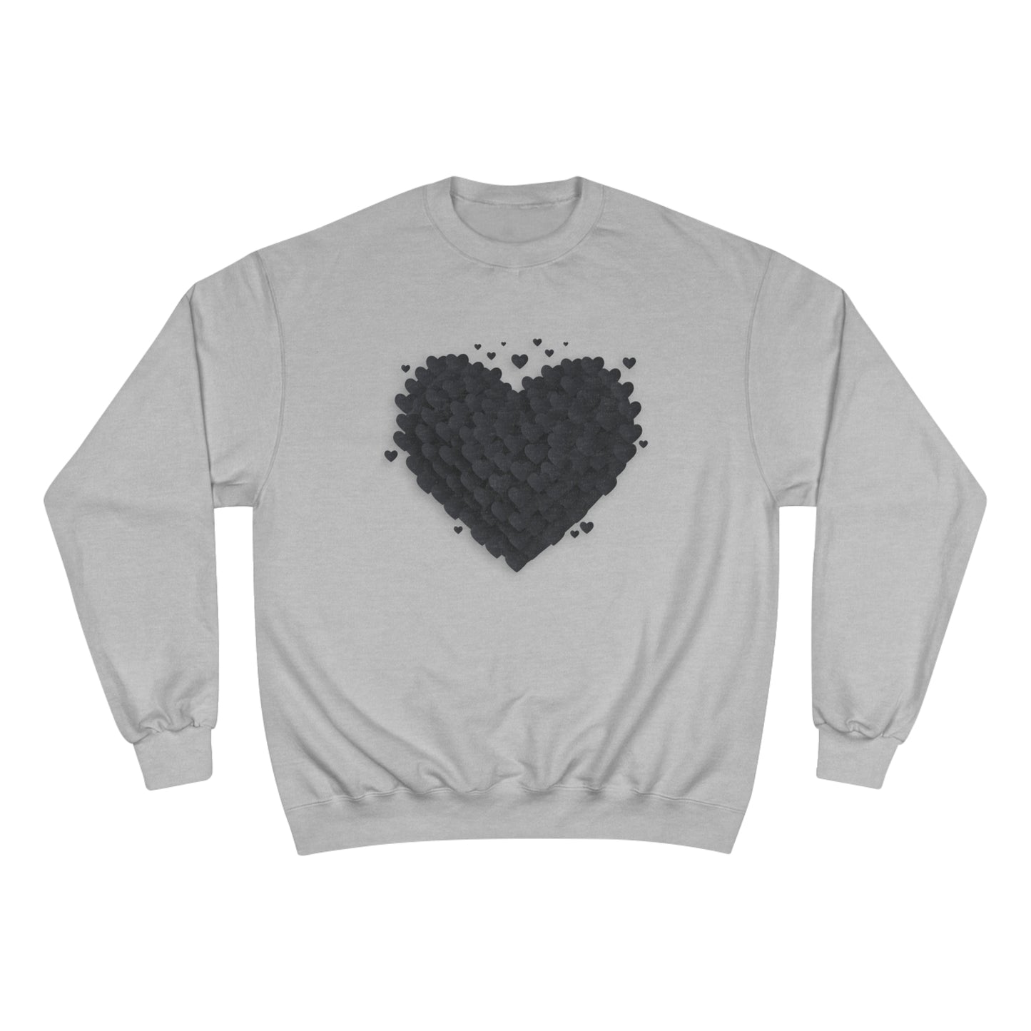 Heart of Hearts Champion Sweatshirt, Pile of Hearts, Graphic Hearts Crewneck, Black Hearts Pullover