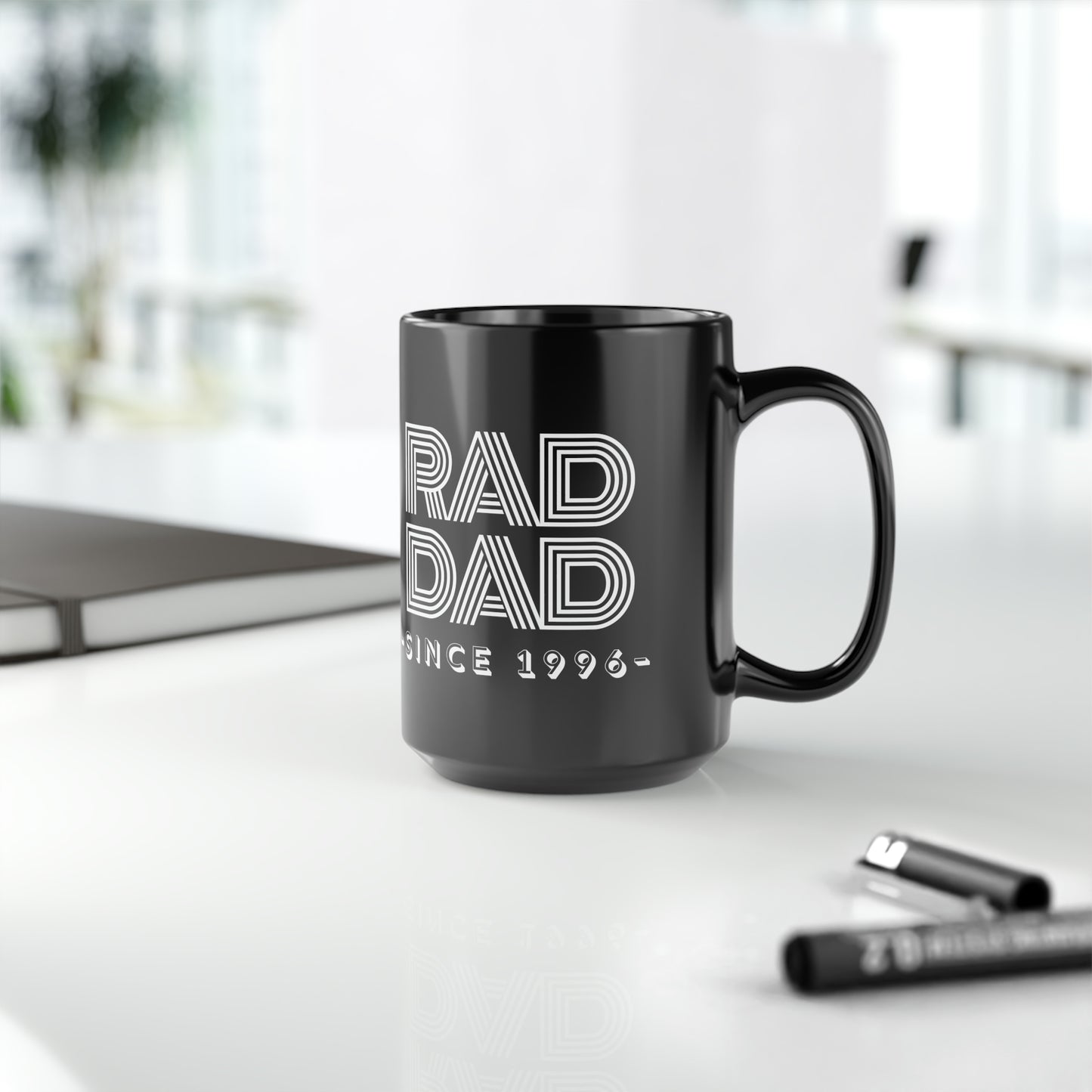 Customizable Rad Dad Black Mug, 15oz Dad Mug, Father's Day Gift, Rad Dad Coffee Mug, Rad Dad Gift, Dad Date Mug Gift