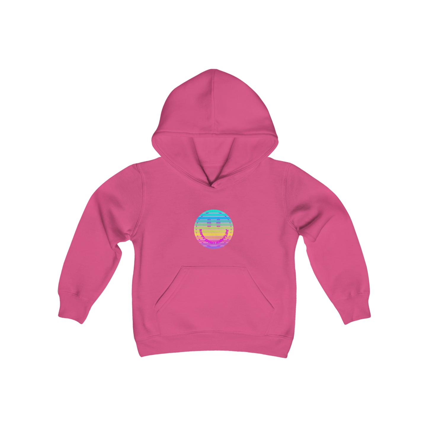 Aesthetic Hoodie for Youth, Pink Rainbow Hoodie, Kids Smile Face Hoodie, Happy Spirit Happy Life Hoodie, Happy Mind Hoodie, Cute Kid Gifts