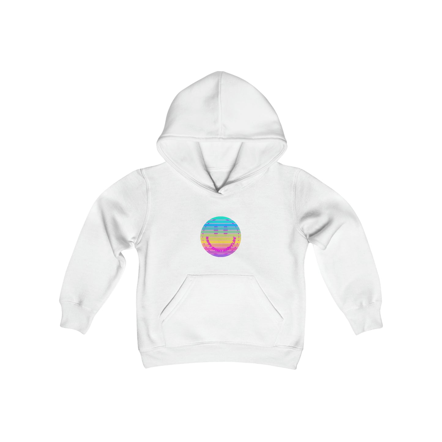 Aesthetic Hoodie for Youth, Pink Rainbow Hoodie, Kids Smile Face Hoodie, Happy Spirit Happy Life Hoodie, Happy Mind Hoodie, Cute Kid Gifts