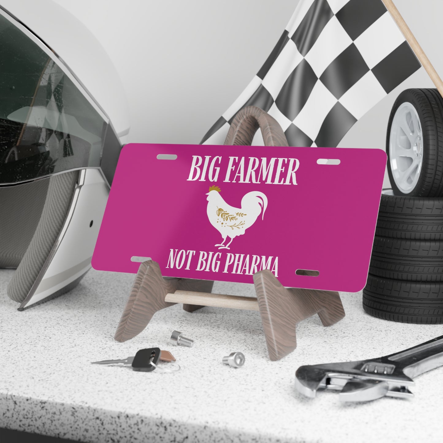 Vanity Plate, License Plate, Big Farmer, Not Big Pharma Front Car Tag, Name Plate, Personal Tag