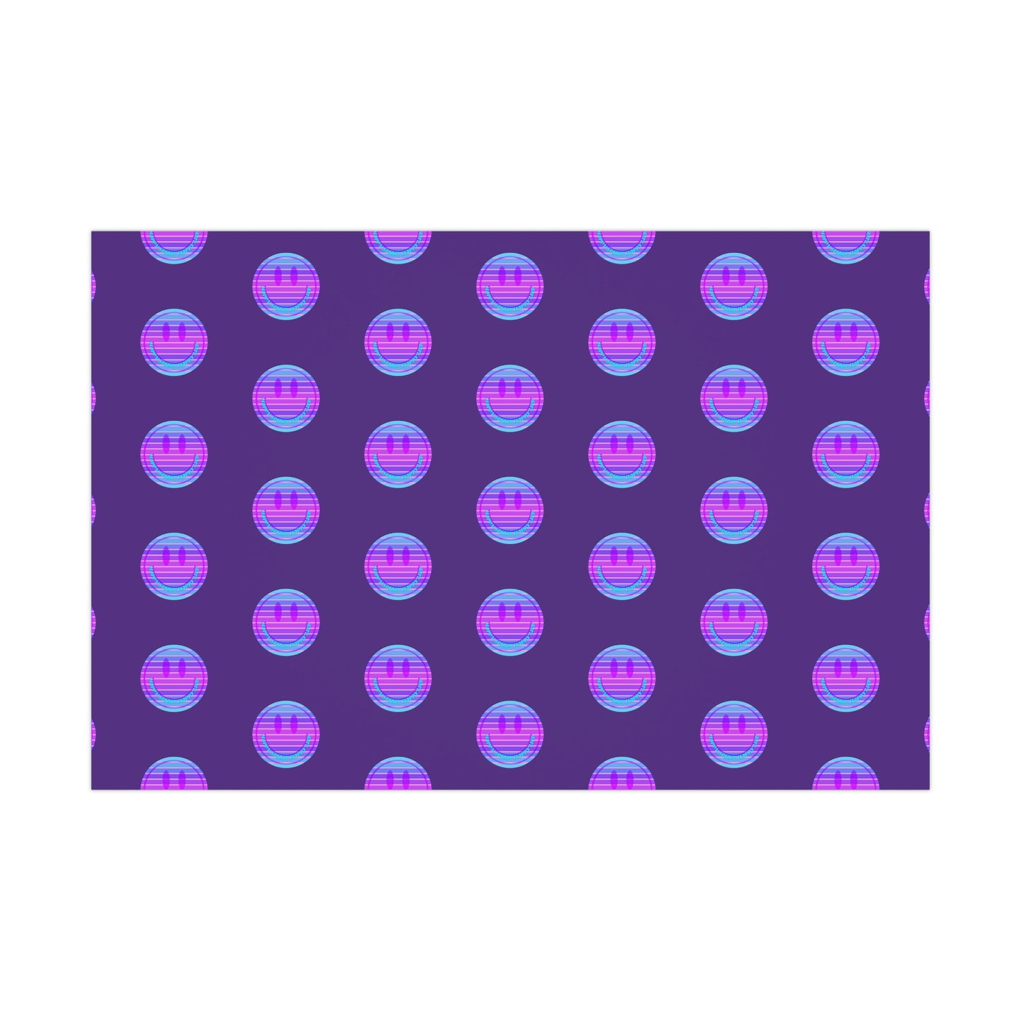 Aesthetic Gift Wrap Paper, Smile Face Gift Wrap Paper, Blue Purple Smile Wrapping Paper, Pastel Christmas Paper, Purple Holiday Wrap
