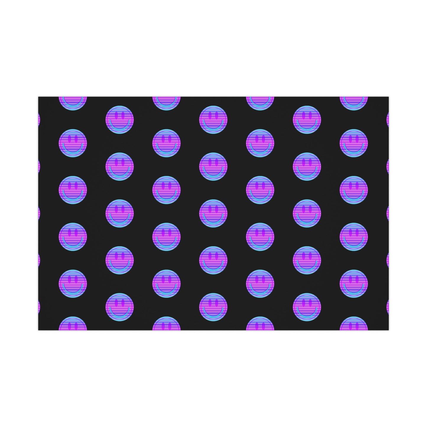 Aesthetic Gift Wrap Paper, Pink Smile Face Gift Wrap Paper, Blue Purple Smile Wrapping Paper, Pastel Christmas Paper, Black Purple Holiday