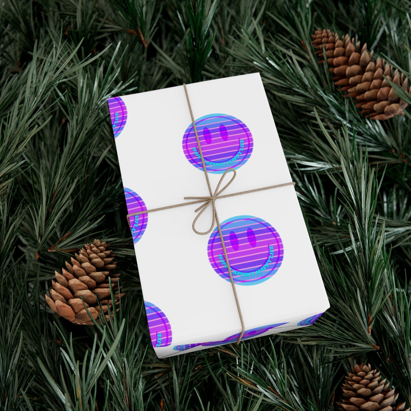 Aesthetic Gift Wrap Paper, Purple Smile Face Gift Wrap Paper, Blue Purple Smile Wrapping Paper, Pastel Christmas Paper, Purple Gift Wrap