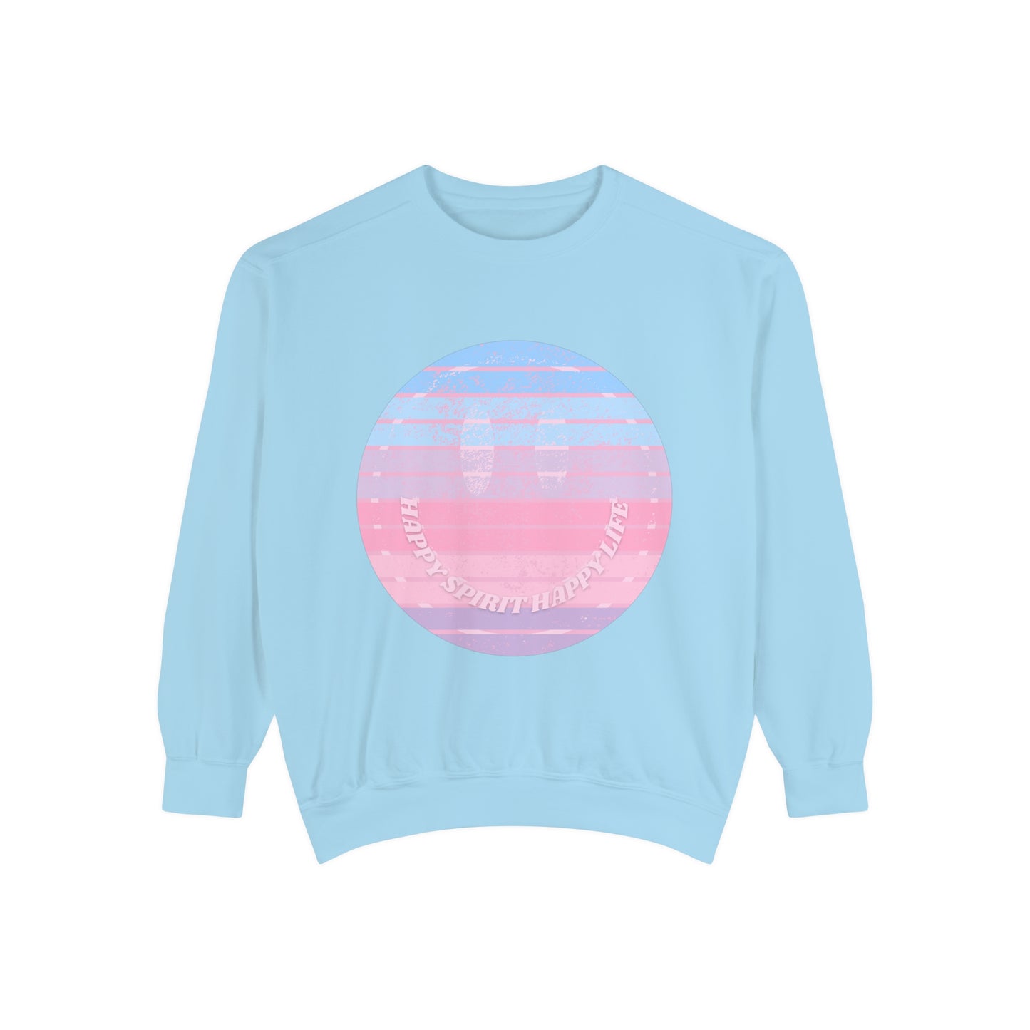 Aesthetic Smile Hoodie, Smile Face Comfort Colors Crewneck, Happy Spirit Happy Life Sunset Smile SweatshirtUnisex Garment-Dyed Sweatshirt