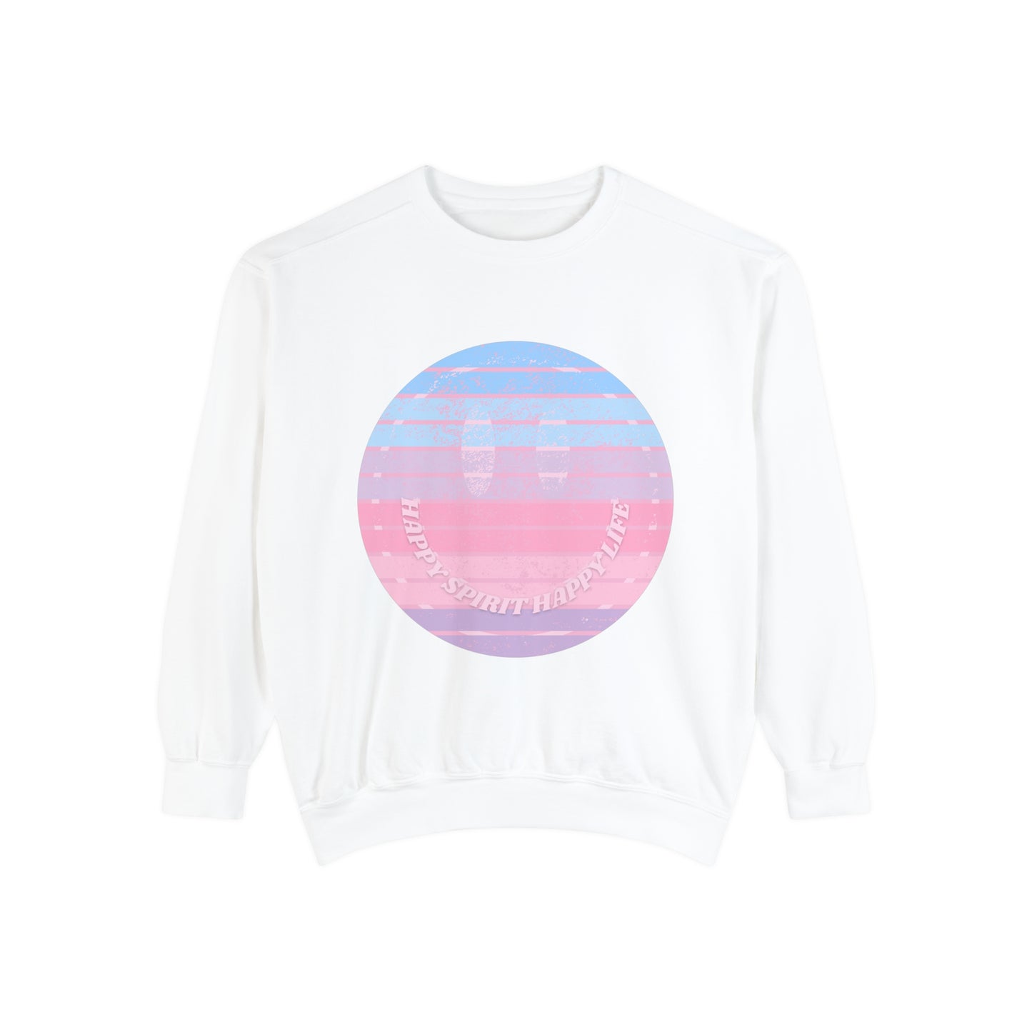Aesthetic Smile Hoodie, Smile Face Comfort Colors Crewneck, Happy Spirit Happy Life Sunset Smile SweatshirtUnisex Garment-Dyed Sweatshirt