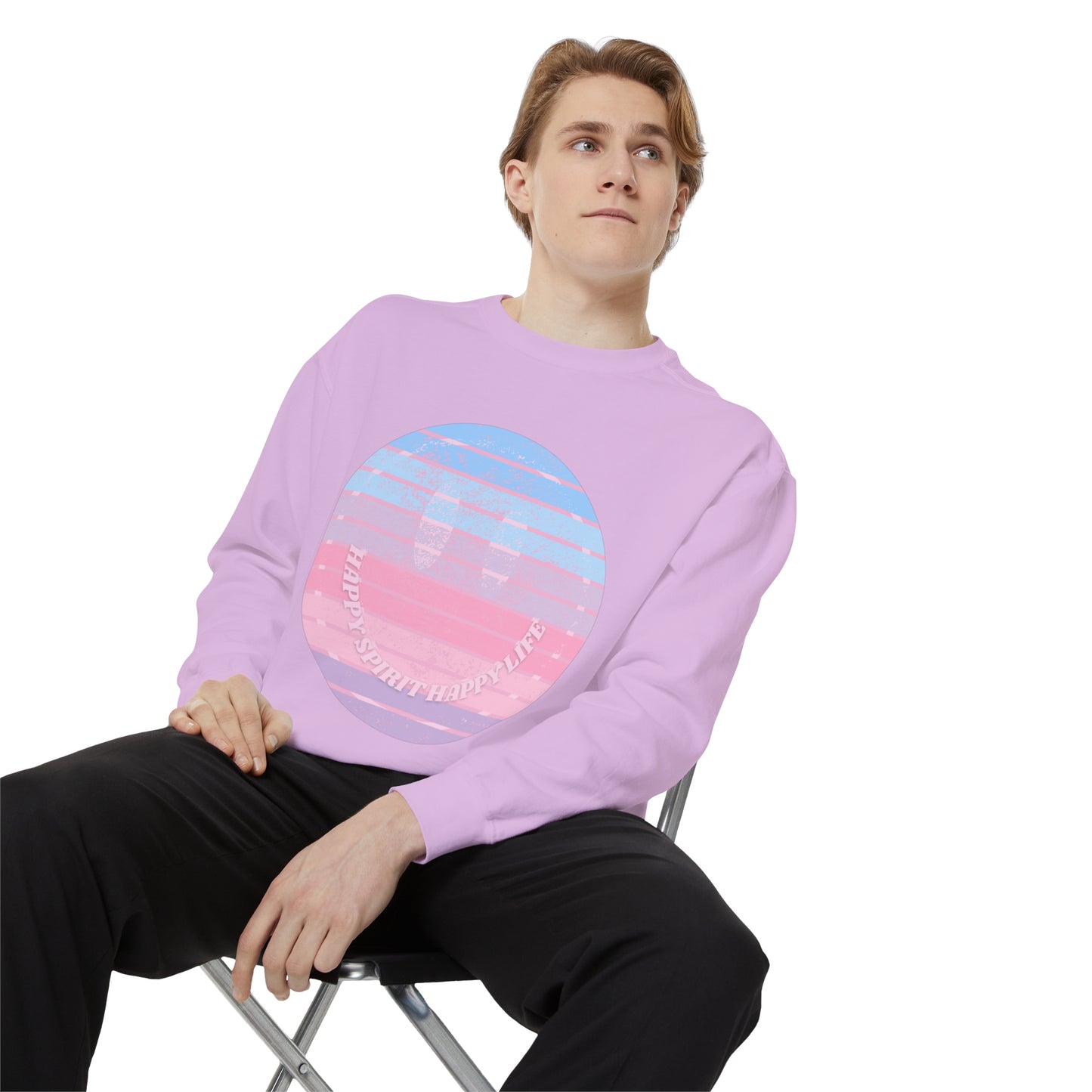 Aesthetic Smile Hoodie, Smile Face Comfort Colors Crewneck, Happy Spirit Happy Life Sunset Smile SweatshirtUnisex Garment-Dyed Sweatshirt