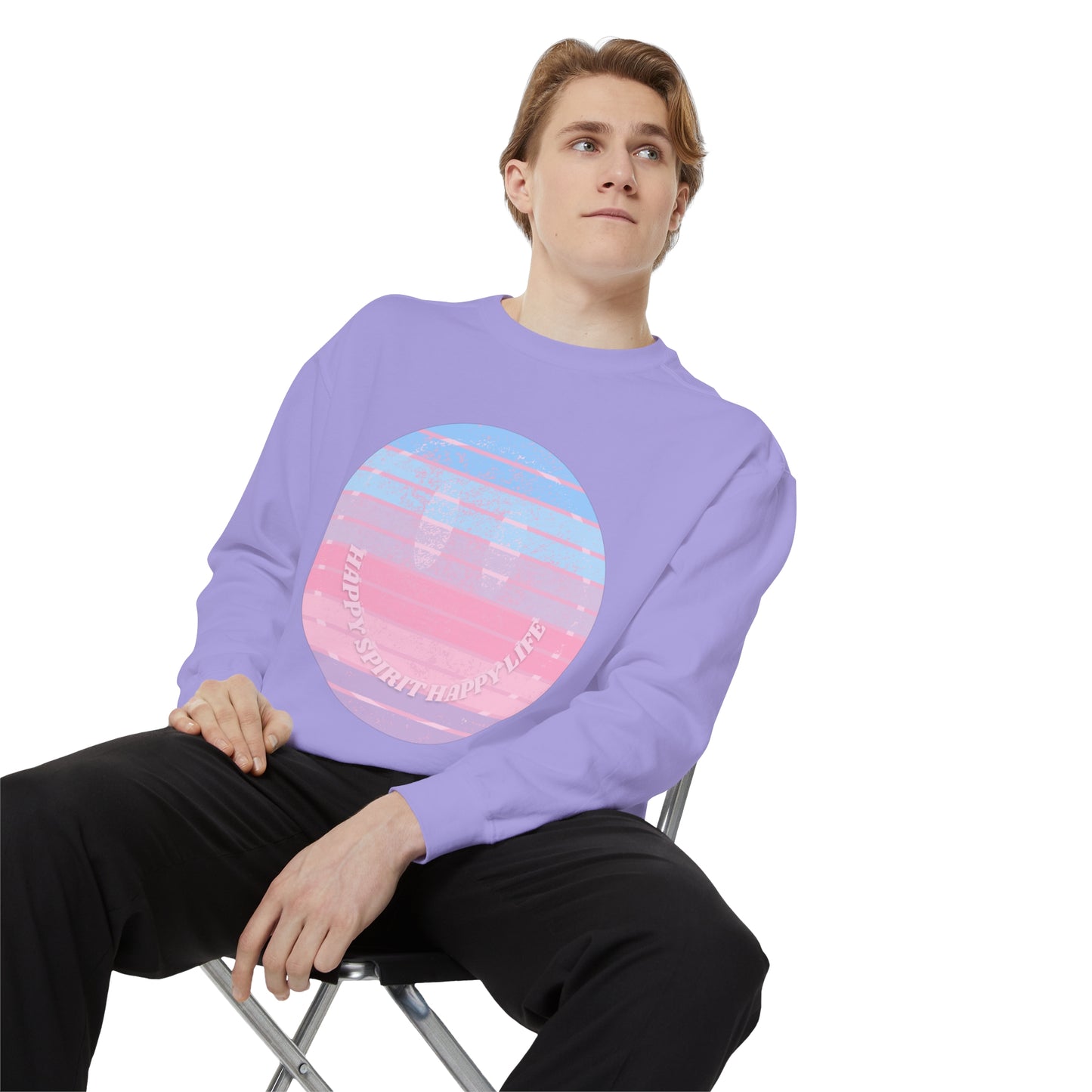 Aesthetic Smile Hoodie, Smile Face Comfort Colors Crewneck, Happy Spirit Happy Life Sunset Smile SweatshirtUnisex Garment-Dyed Sweatshirt