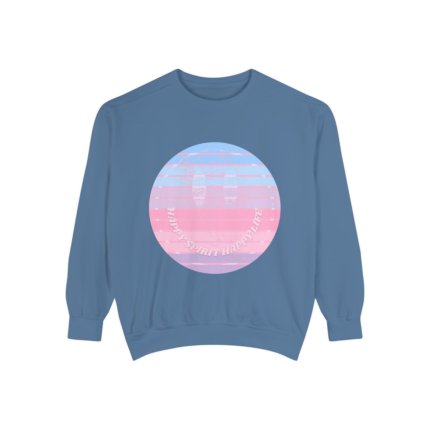 Aesthetic Smile Hoodie, Smile Face Comfort Colors Crewneck, Happy Spirit Happy Life Sunset Smile SweatshirtUnisex Garment-Dyed Sweatshirt