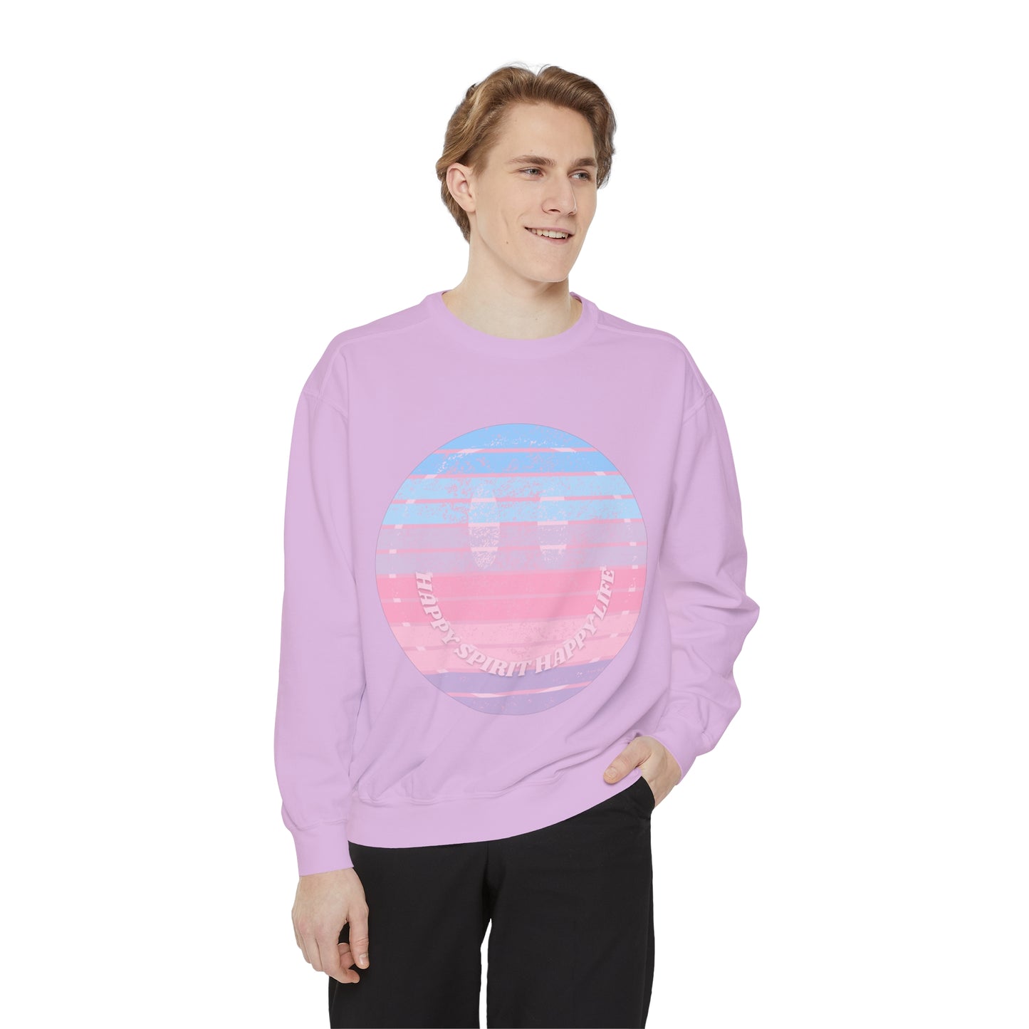 Aesthetic Smile Hoodie, Smile Face Comfort Colors Crewneck, Happy Spirit Happy Life Sunset Smile SweatshirtUnisex Garment-Dyed Sweatshirt
