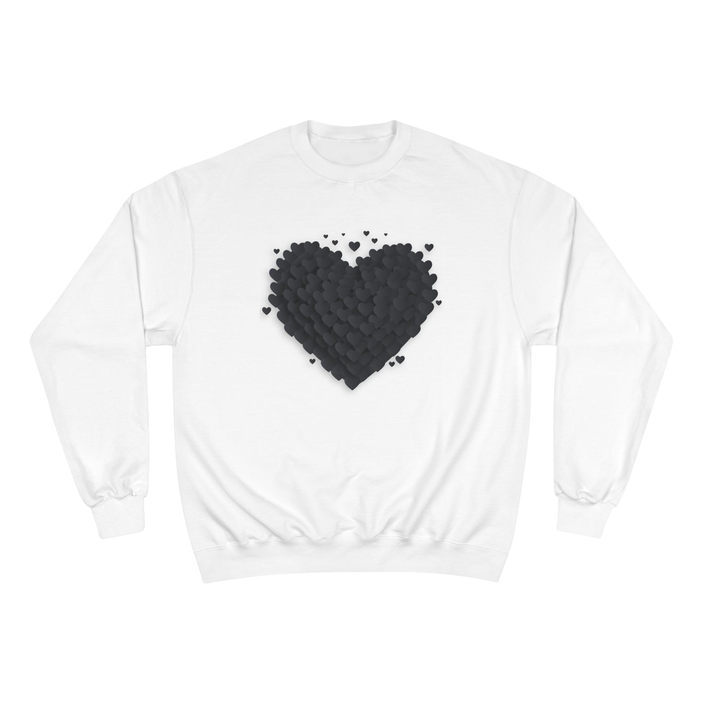Heart of Hearts Champion Sweatshirt, Pile of Hearts, Graphic Hearts Crewneck, Black Hearts Pullover
