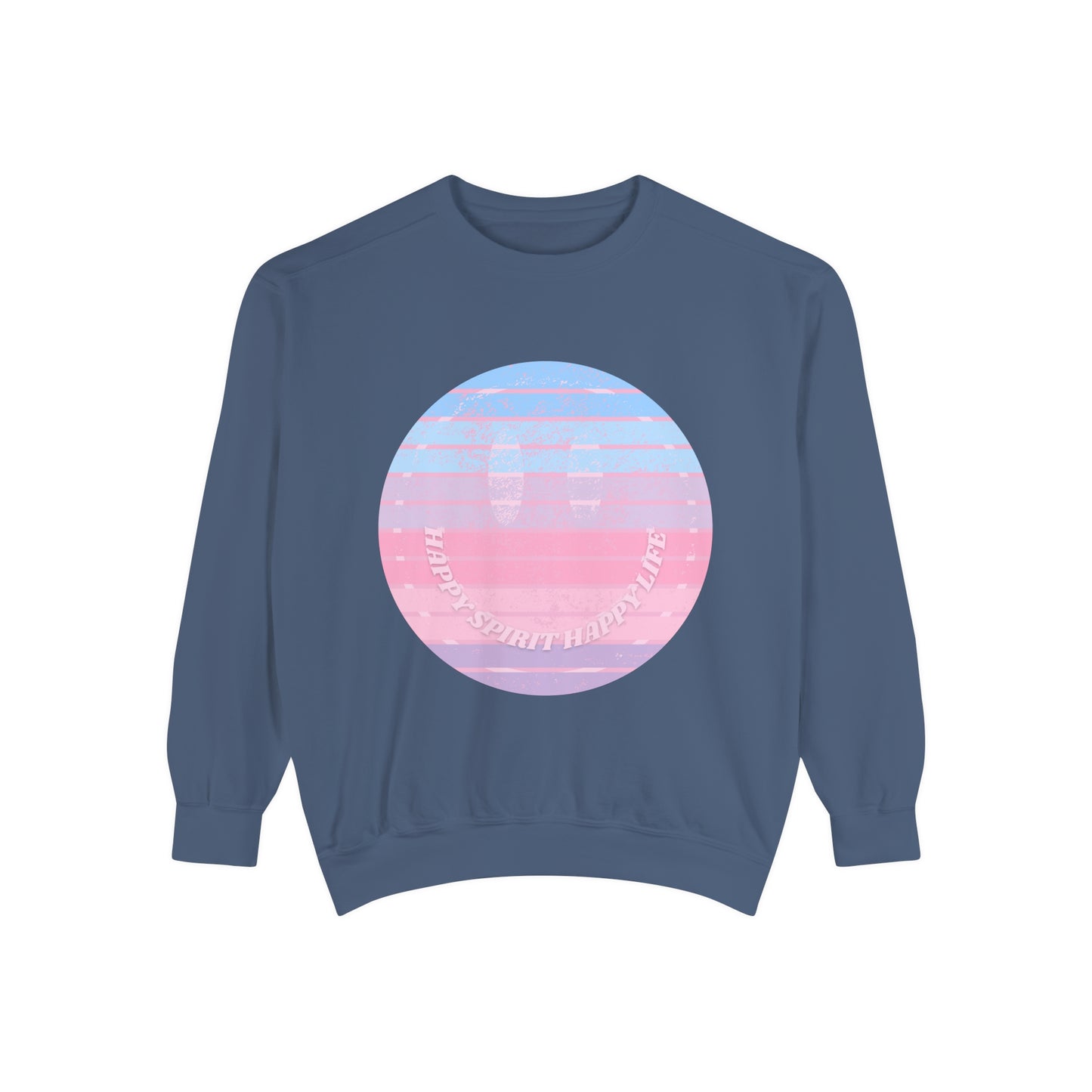 Aesthetic Smile Hoodie, Smile Face Comfort Colors Crewneck, Happy Spirit Happy Life Sunset Smile SweatshirtUnisex Garment-Dyed Sweatshirt