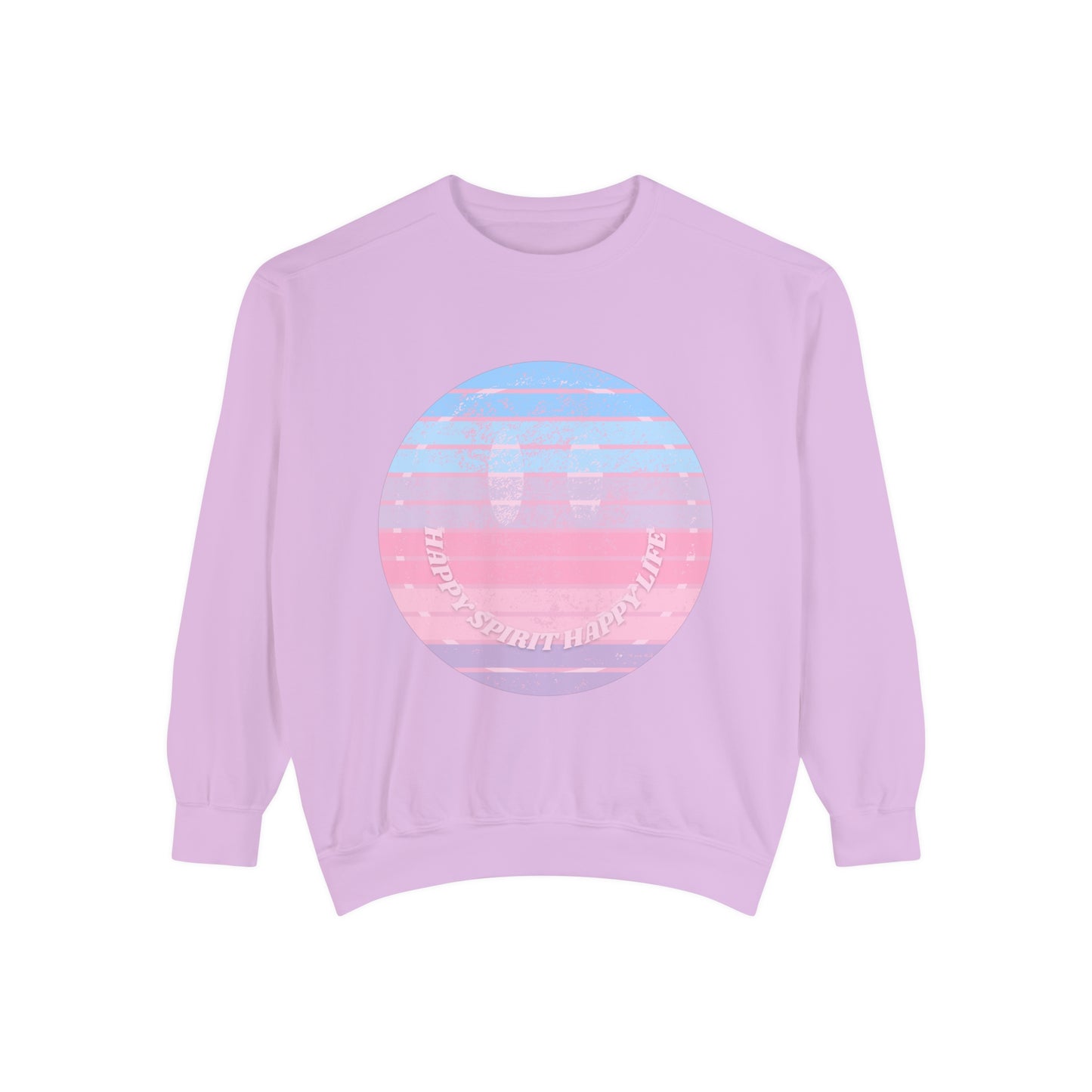 Aesthetic Smile Hoodie, Smile Face Comfort Colors Crewneck, Happy Spirit Happy Life Sunset Smile SweatshirtUnisex Garment-Dyed Sweatshirt