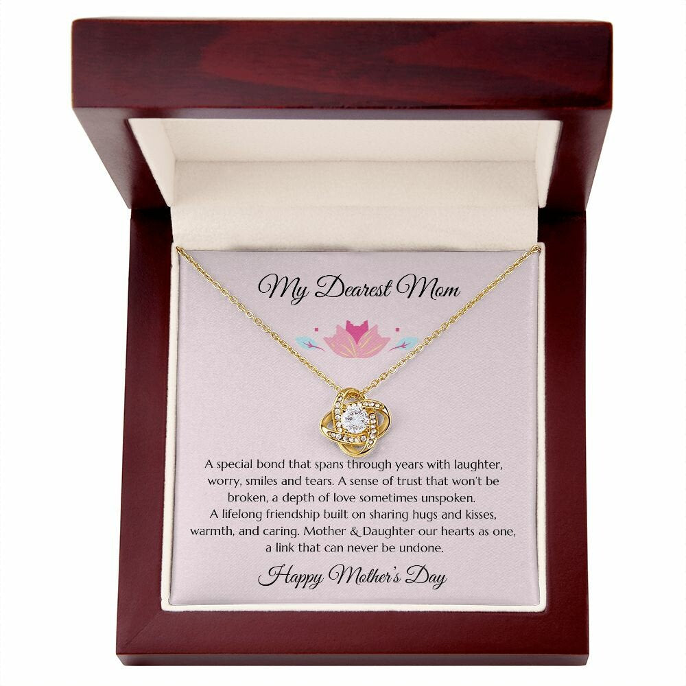 Mother’s Day Gift, Mom Gift from Daughter, Mother Gift, Mom Gold Heart Necklace, Mom Poem, Gold Love Knot Necklace, Daughter Gift to Mom