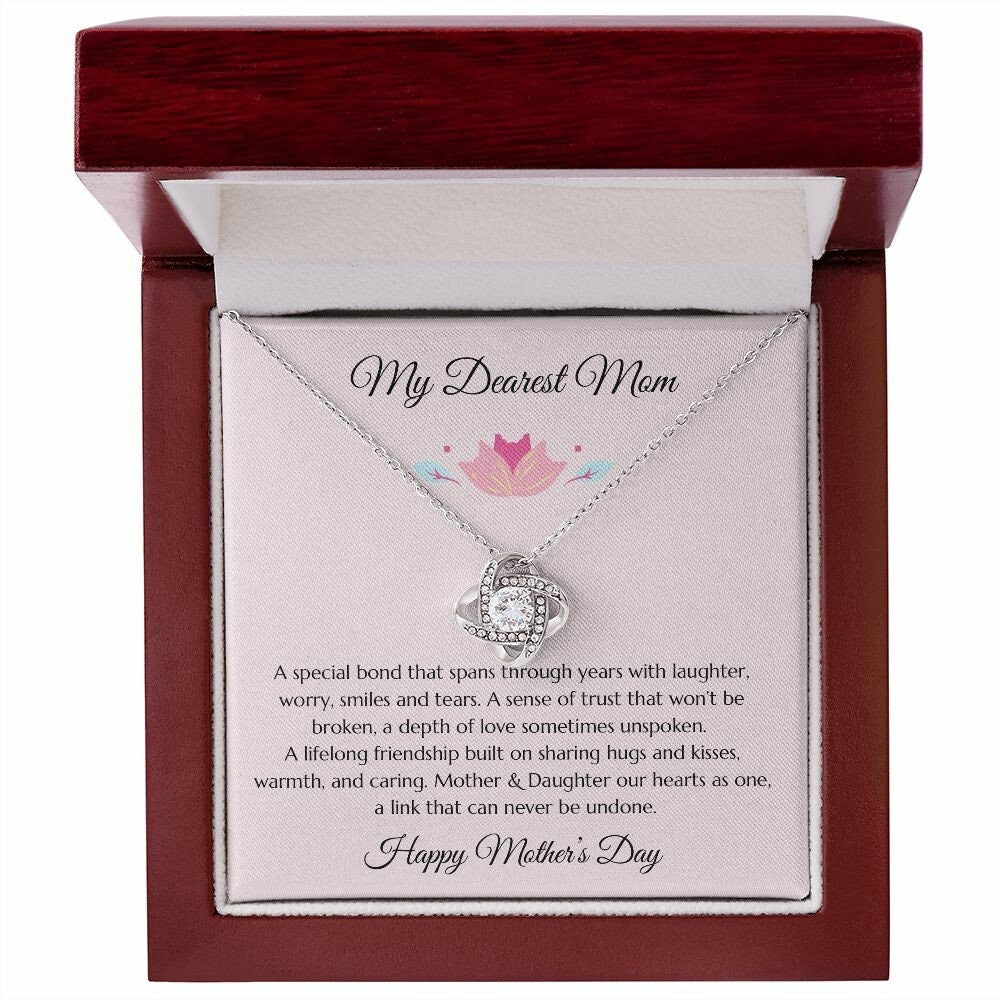 Mother’s Day Gift, Mom Gift from Daughter, Mother Gift, Mom Gold Heart Necklace, Mom Poem, Gold Love Knot Necklace, Daughter Gift to Mom