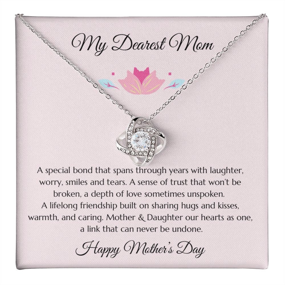 Mother’s Day Gift, Mom Gift from Daughter, Mother Gift, Mom Gold Heart Necklace, Mom Poem, Gold Love Knot Necklace, Daughter Gift to Mom