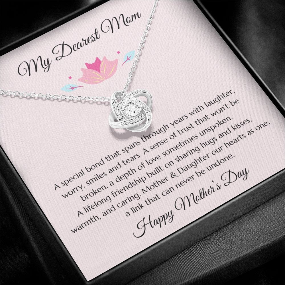 Mother’s Day Gift, Mom Gift from Daughter, Mother Gift, Mom Gold Heart Necklace, Mom Poem, Gold Love Knot Necklace, Daughter Gift to Mom
