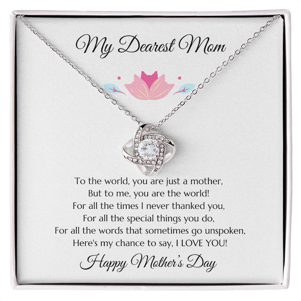 Mother's Day Gift, Mother's Day Message Card Jewelry, Mom Gift, Gold Love Knot and Mom Poem, To Mom from Daughter, to Mom from Son, Mom Gift