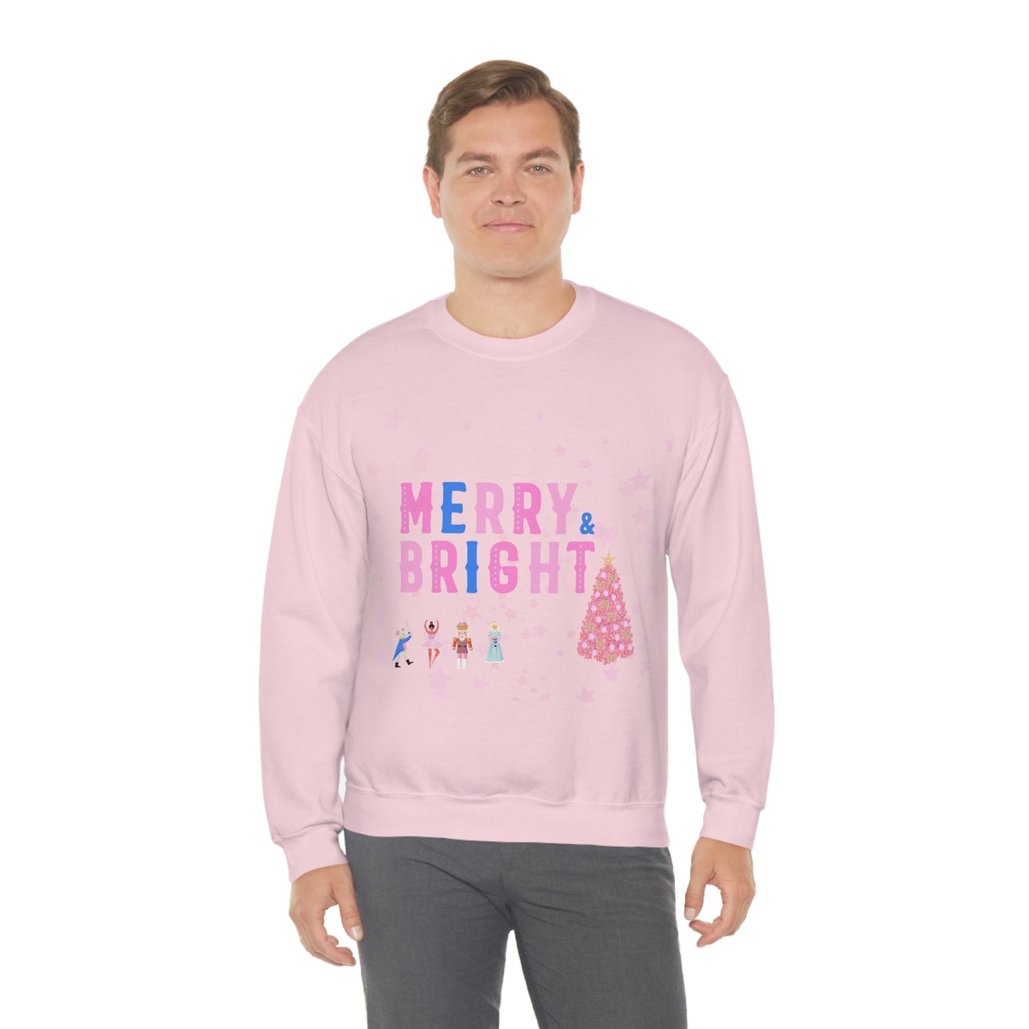 Pink Nutcracker Merry and Bright Minimalist Sweatshirt, Blue Nutcracker Sweatshirt, Trendy Christmas Sweatshirt, Pastel Xmas Crewneck