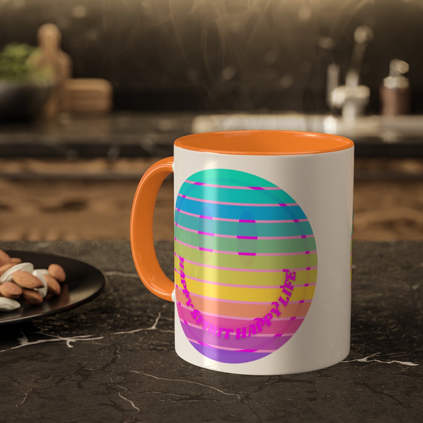 Retro Happy Spirit Happy Life Aesthetic Mug, Smile Face Mug, Trendy Coffee Mug, Tumblr Mug, Aesthetic Happy Life Gift, Aesthetic Mug