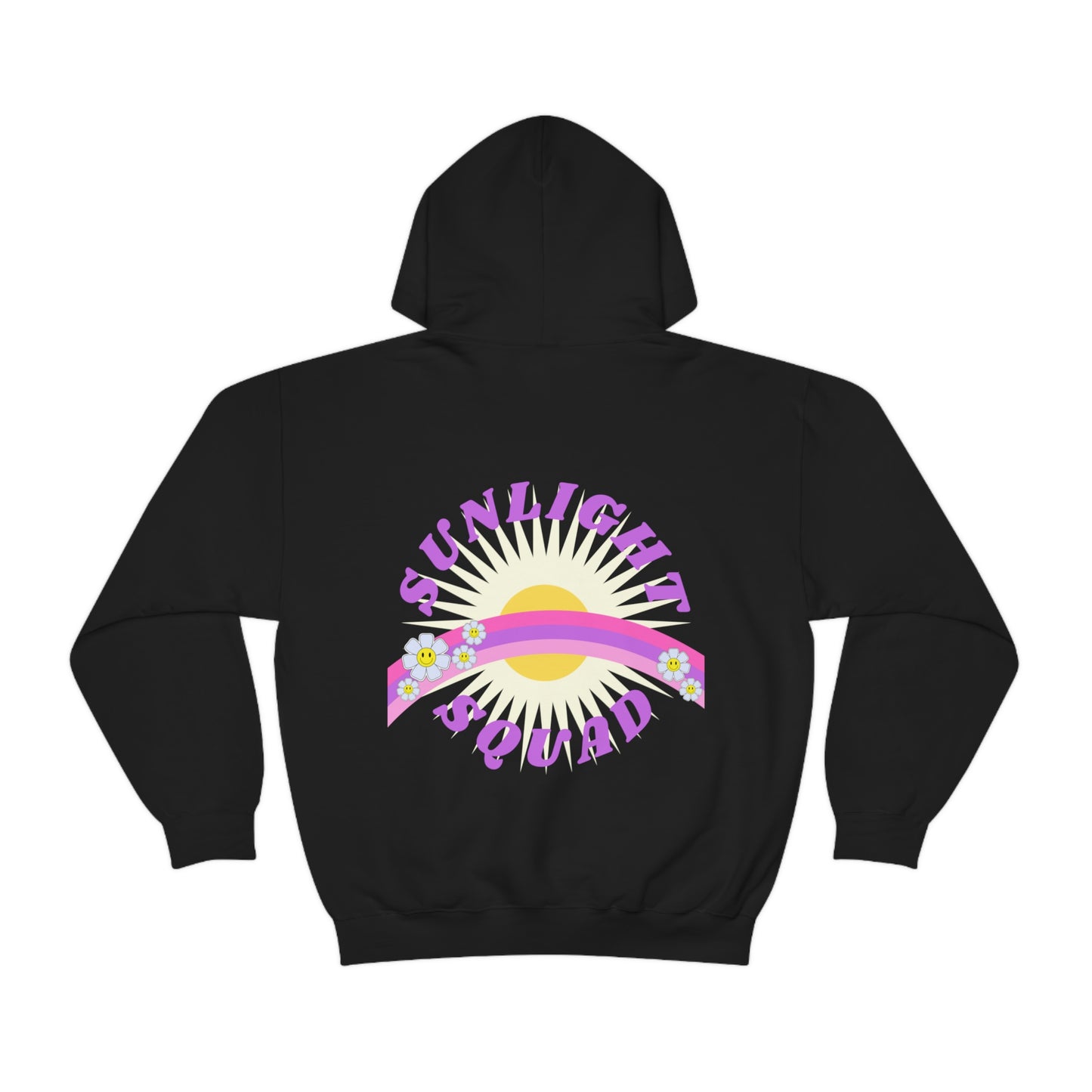 Retro Smile Flower Pink Purple Lavender Lilac Hoodie, Sunlight Squad Sweatshirt, Back Graphic Hoodie, VSCO Girl Oversized Trendy Tumblr Top
