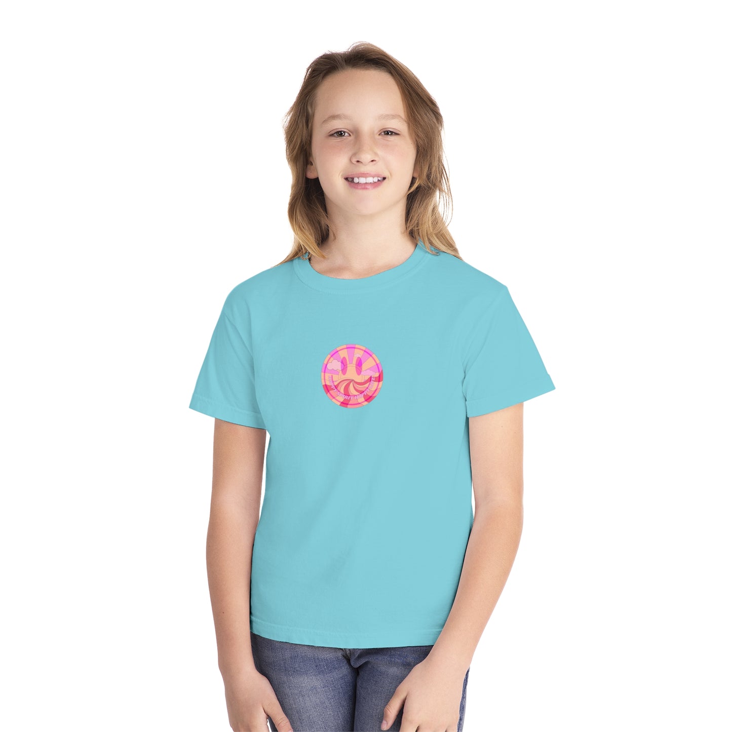 Kids Retro Smile T shirt, Youth Happy Spirit Happy Mind, Aesthetic t shirt, Graphic tee, Tumblr Tshirt, Trendy Oversized Comfort Colors Tee
