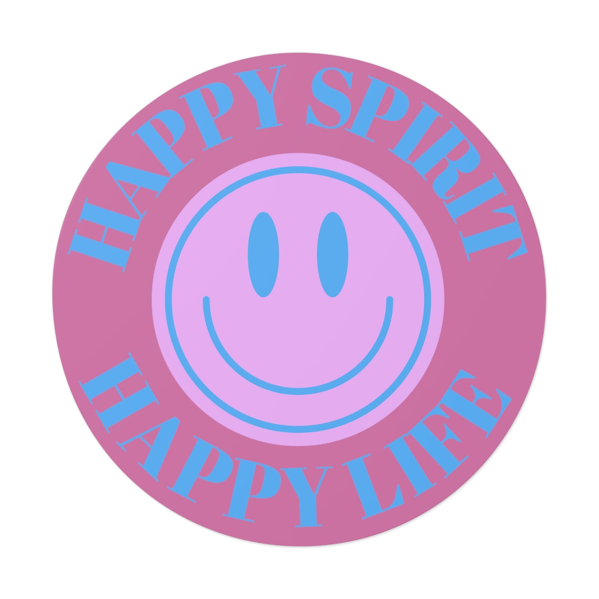 Happy Spirit Happy Life Round Vinyl Stickers, UV Smiley Stickers, Smile Sticker, Tumblr Retro Smile, VSCO Girl, Computer, Skateboard