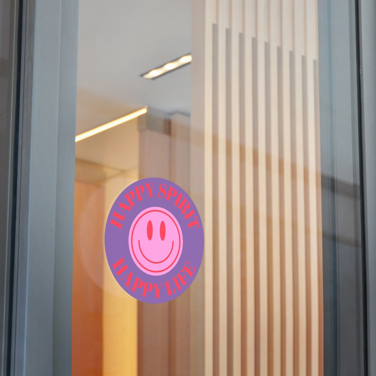 Happy Spirit Happy Life Round Vinyl Stickers, UV Smiley Stickers, Smile Sticker, Tumblr Retro Smile, VSCO Girl, Computer, Skateboard