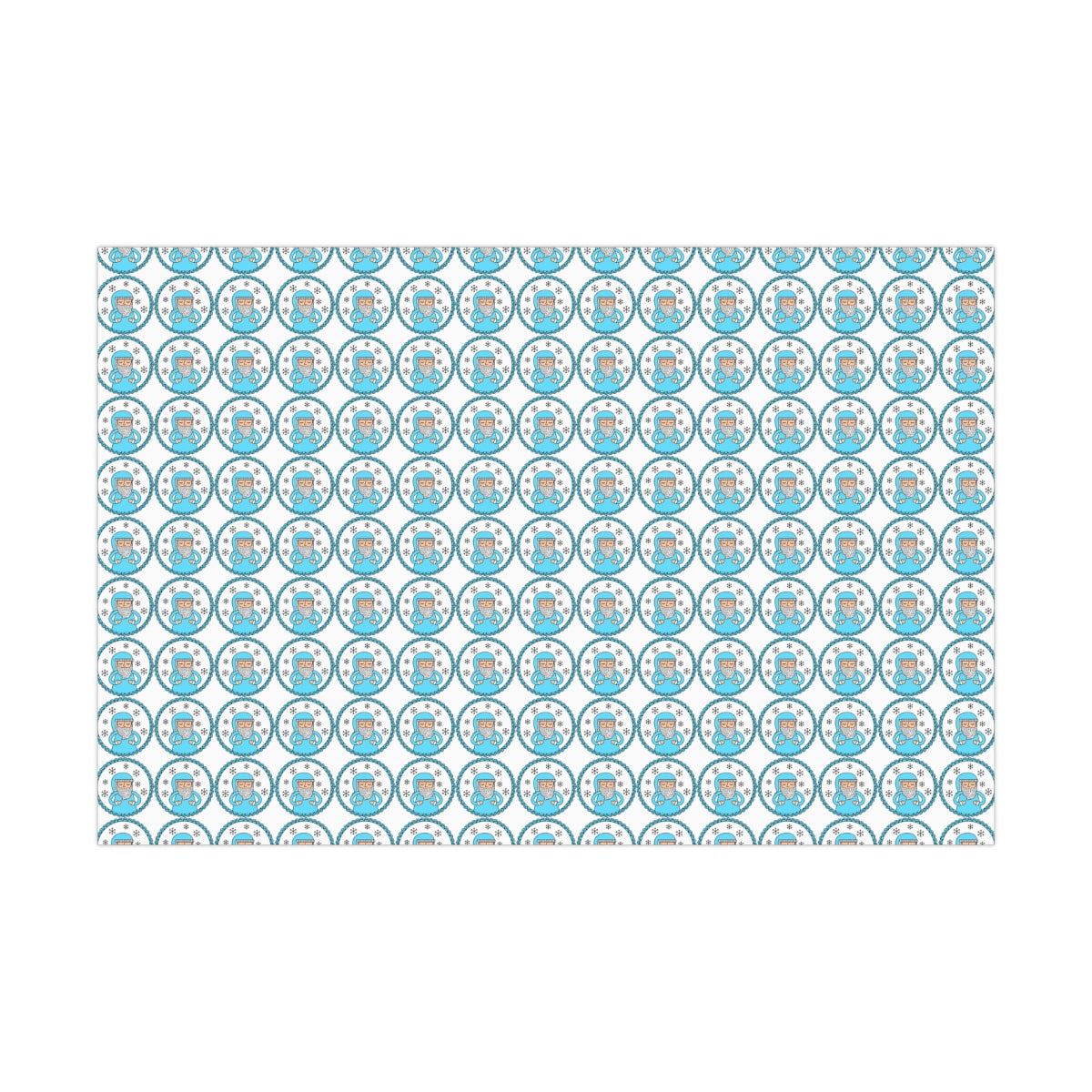Blue Santa Gift Wrap Paper, Blue Santa Claus Paper, Pastel Christmas Paper, Blue Holiday Wrapping Paper