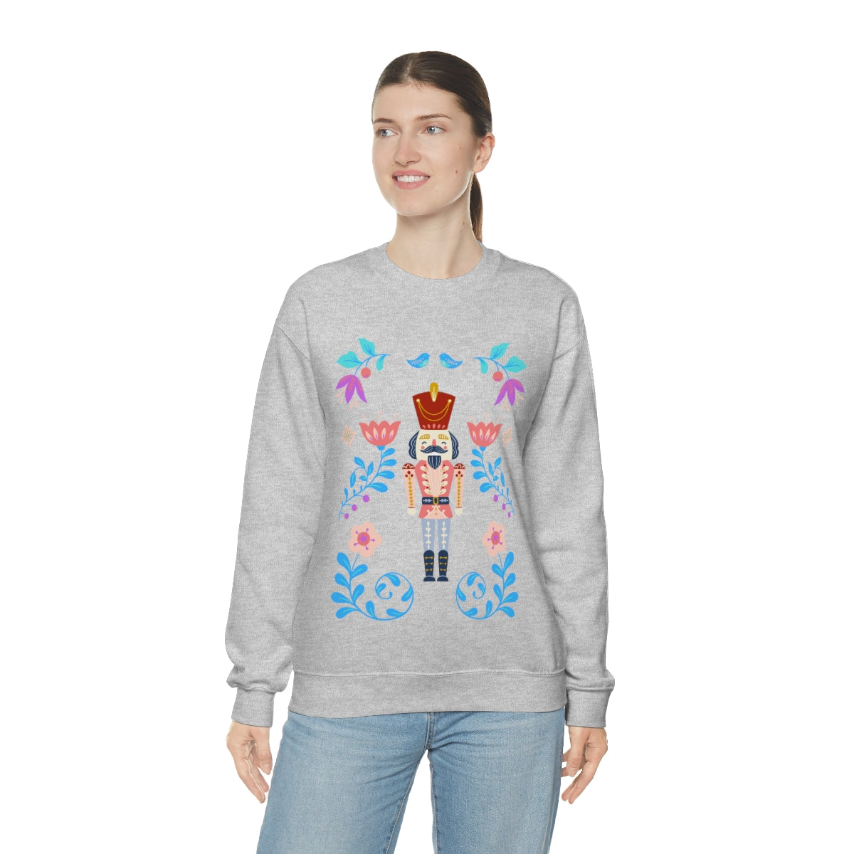 Nutcracker Modern Sweatshirt, Blue Nutcracker Sweatshirt, Trendy Christmas Minimalist Sweatshirt, Xmas Crewneck Bright Color Crewneck