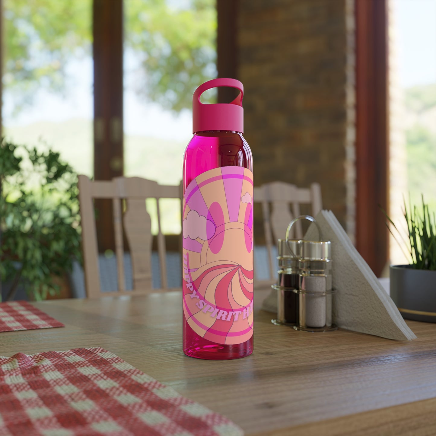 Aesthetic Happy Spirit Happy Life Water Bottle, Aesthetic Pink Bottle, Smile Face, Trendy Tumblr Bottle, Happy Mind Tumbler, BPA Fre