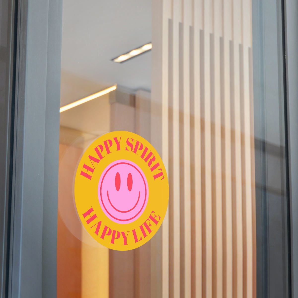 Happy Spirit Happy Life Round Vinyl Stickers, UV Smiley Stickers, Smile Sticker, Tumblr Retro Smile, VSCO Girl, Computer, Skateboard