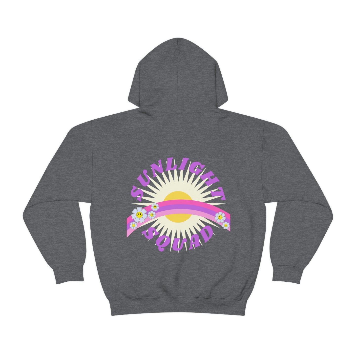 Retro Smile Flower Pink Purple Lavender Lilac Hoodie, Sunlight Squad Sweatshirt, Back Graphic Hoodie, VSCO Girl Oversized Trendy Tumblr Top