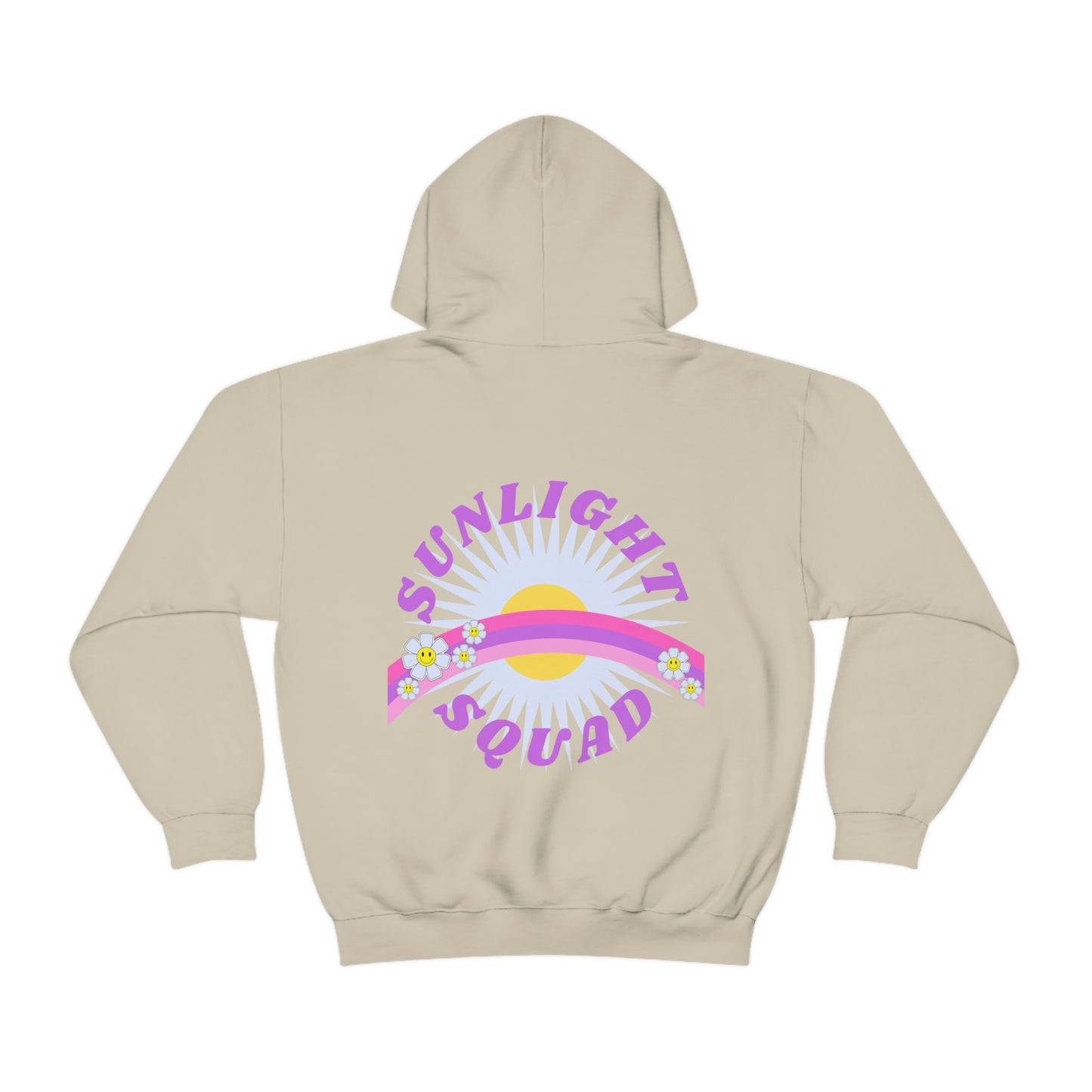 Retro Smile Flower Pink Purple Lavender Lilac Hoodie, Sunlight Squad Sweatshirt, Back Graphic Hoodie, VSCO Girl Oversized Trendy Tumblr Top