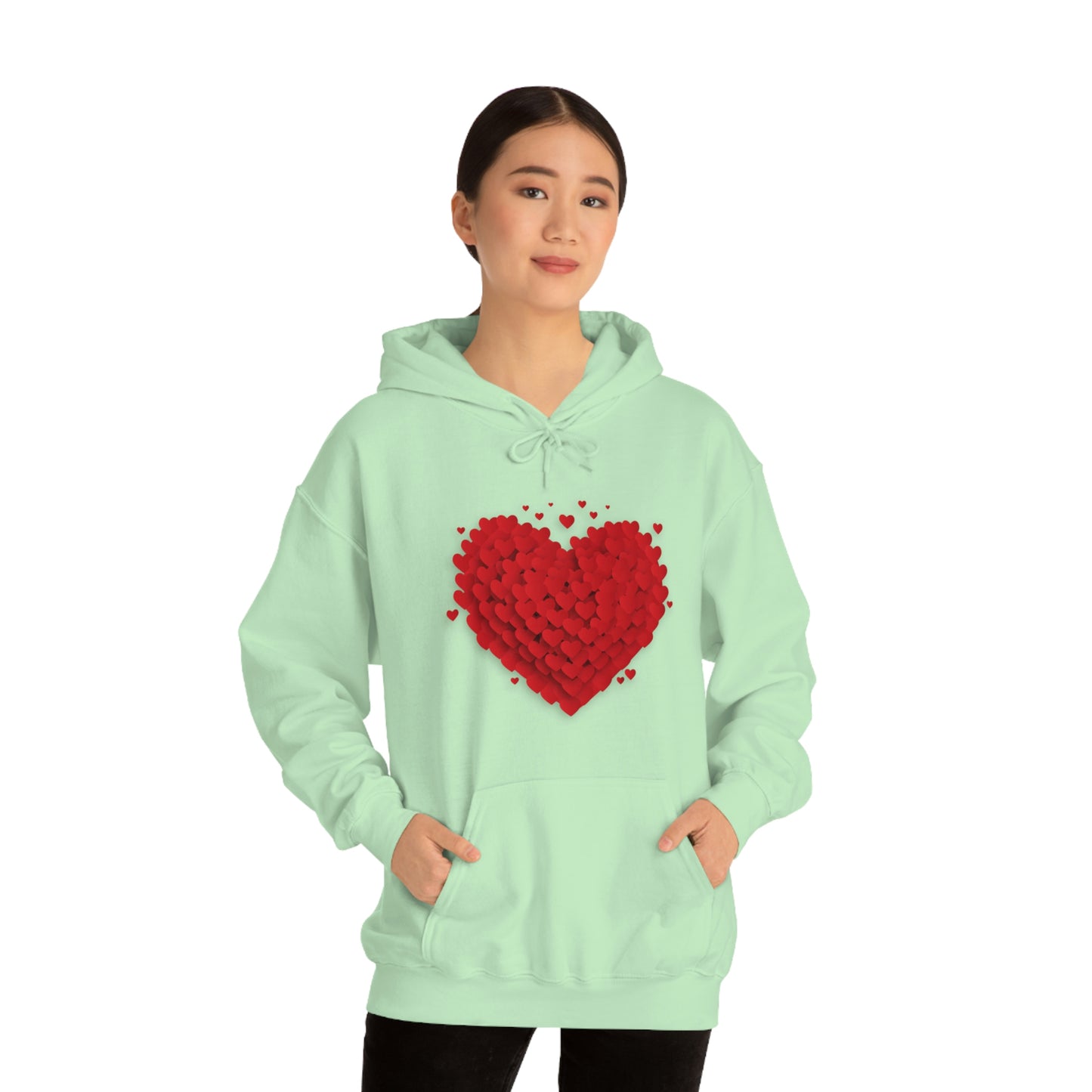 Love 3D Hearts Hoodie Sweatshirt, Pile of Hearts Love Hoodie, Valentine's Pink and Red Hoodie Pastel Pink Lavender and Mint Hoodie