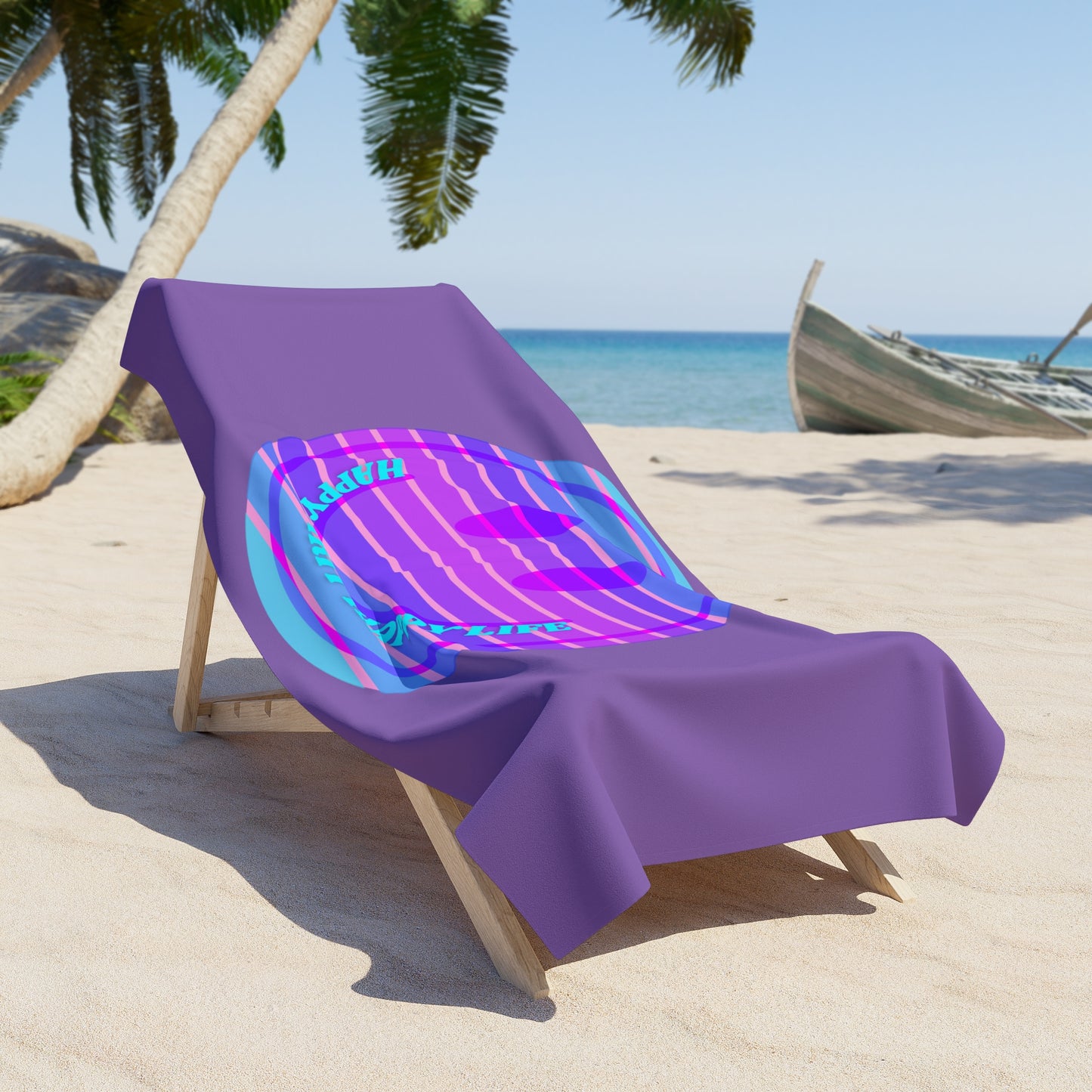 Aesthetic Smile Beach Towel, Happy Spirit Happy Life Towel, Sunset Smile Towel, Trendy Neon Ombre Towel, Summer Towel, Mental Health Towel