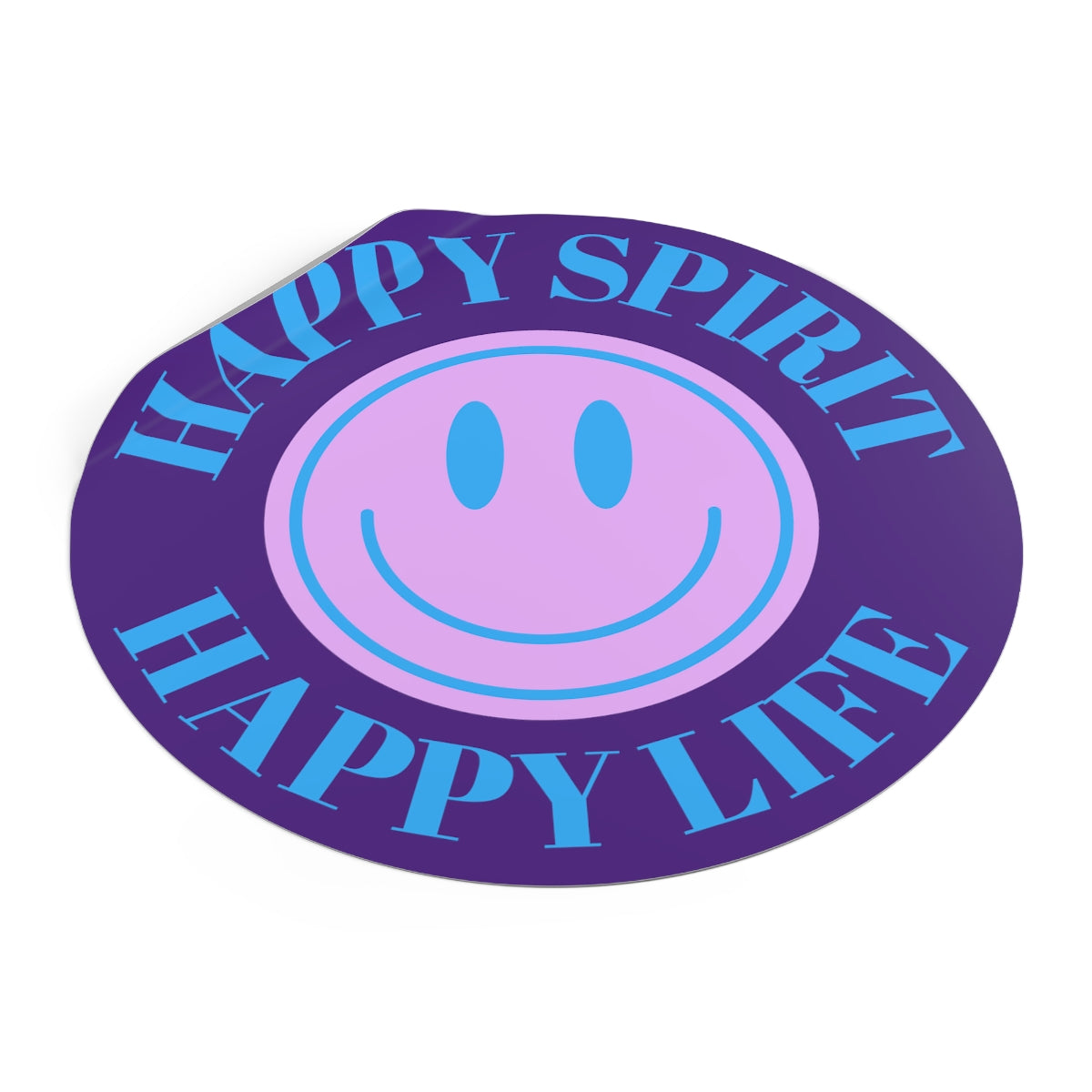 Happy Spirit Happy Life Round Vinyl Stickers, UV Smiley Stickers, Smile Sticker, Tumblr Retro Smile, VSCO Girl, Computer, Skateboard
