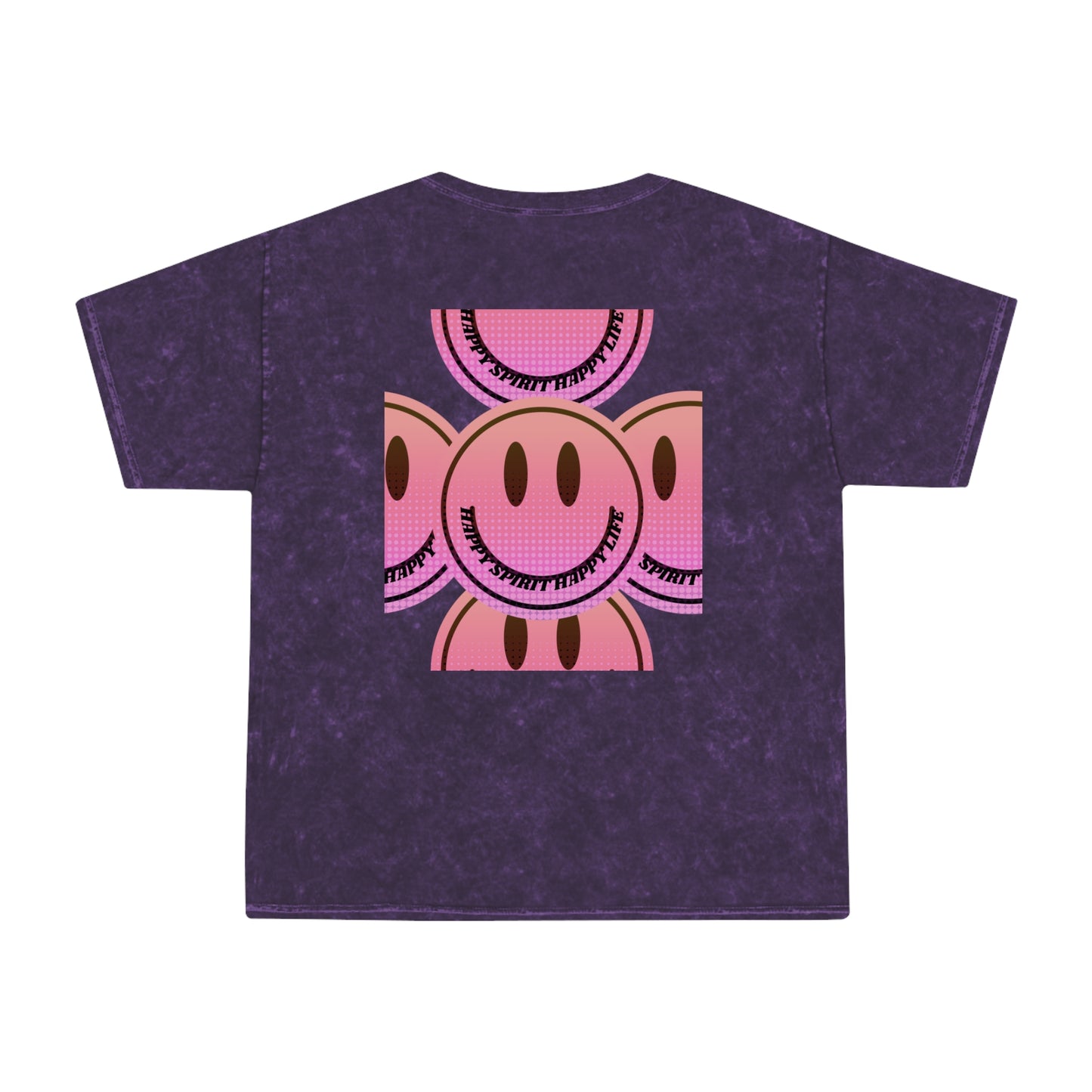 Aesthetic Smile Face Shirt, Retro, Happy Spirit Happy Life Shirt, Smile Pink Sunset Ombre T-Shirt, Unisex 80's style Mineral Wash T-Shirt