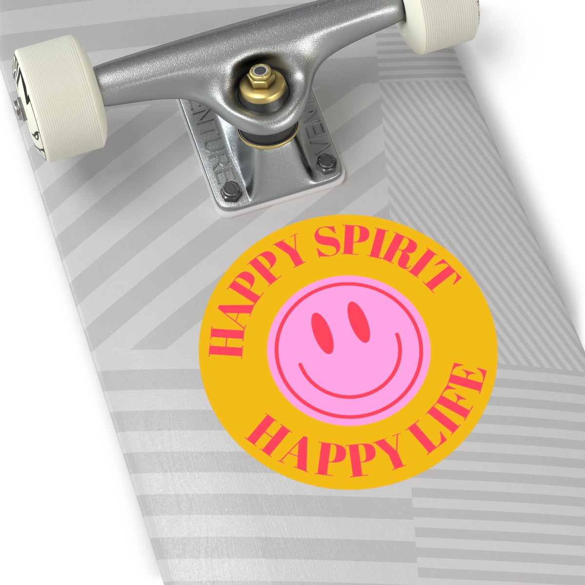 Happy Spirit Happy Life Round Vinyl Stickers, UV Smiley Stickers, Smile Sticker, Tumblr Retro Smile, VSCO Girl, Computer, Skateboard