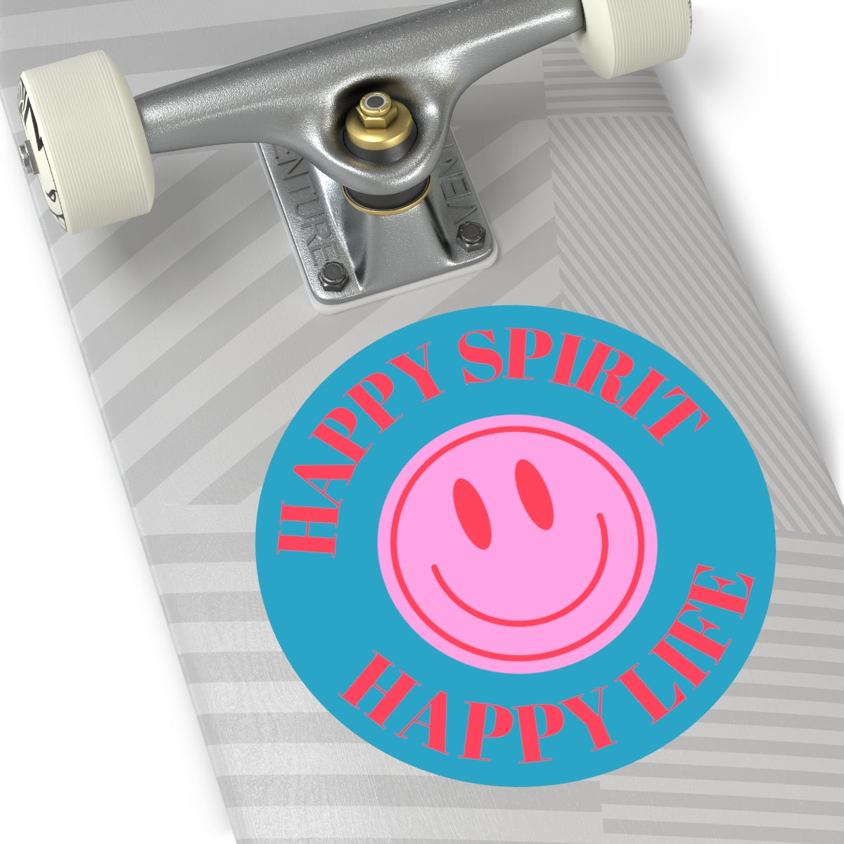 Happy Spirit Happy Life Round Vinyl Stickers, UV Smiley Stickers, Smile Sticker, Tumblr Retro Smile, VSCO Girl, Computer, Skateboard