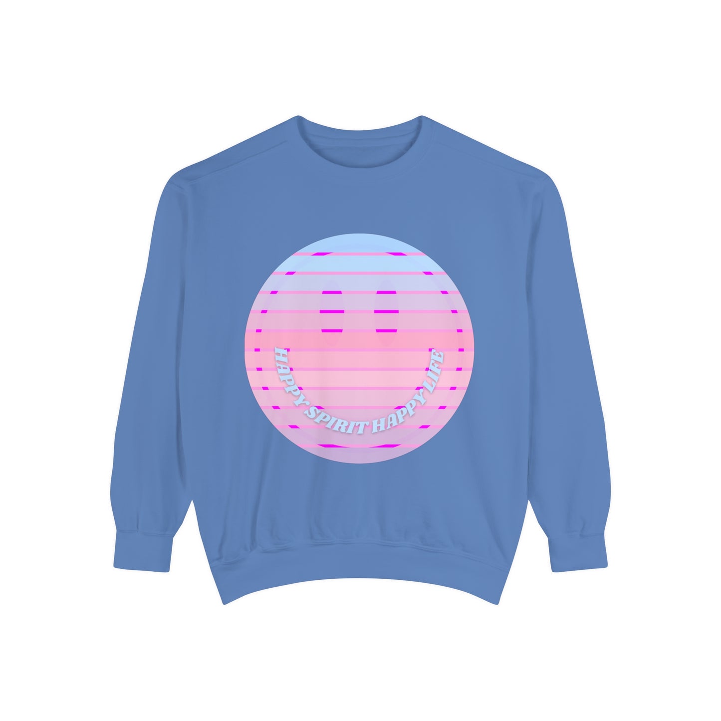 Aesthetic Smile Hoodie, Smile Face Comfort Colors Crewneck, Happy Spirit Happy Life Sunset Smile Sweatshirt, Unisex Garment-Dyed Sweatshirt