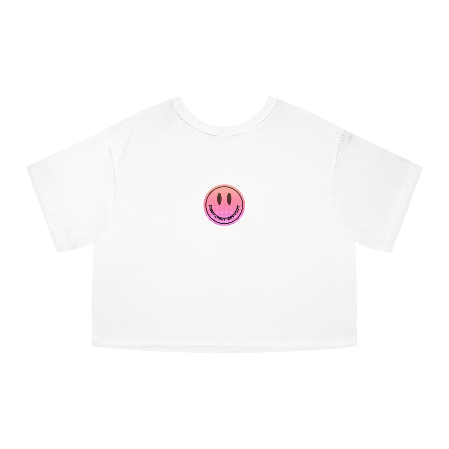 Aesthetic Smile Face Crop Shirt, Happy Spirit Happy Life Cropped Shirt, Smile Pink Sunset Ombre Champion Women's Heritage Cropped T-Shirt