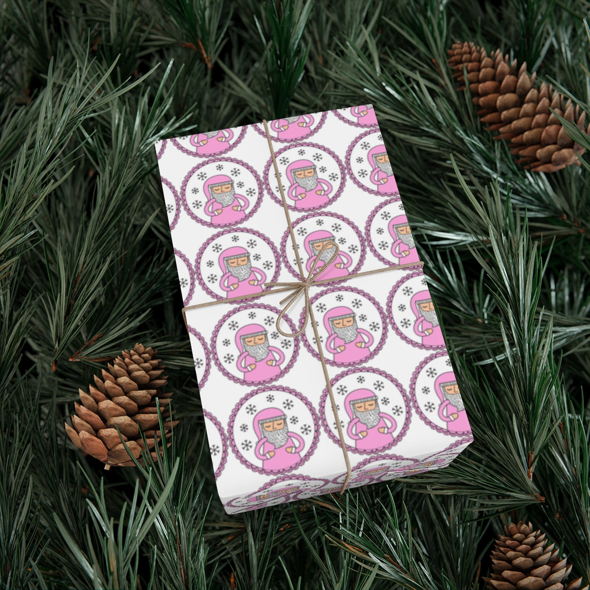 Pink Santa Gift Wrap Paper, Pink Santa Claus Paper, Pastel Christmas Paper, Pink Holiday Wrapping Paper