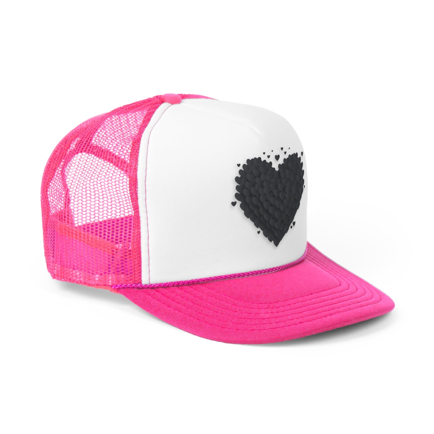 Aesthetic 3d Black Heart Hat, Tumblr Hat, Trendy Trucker Hat, Vsco Girl, Graphic Trucker Hat, Baseball Hat