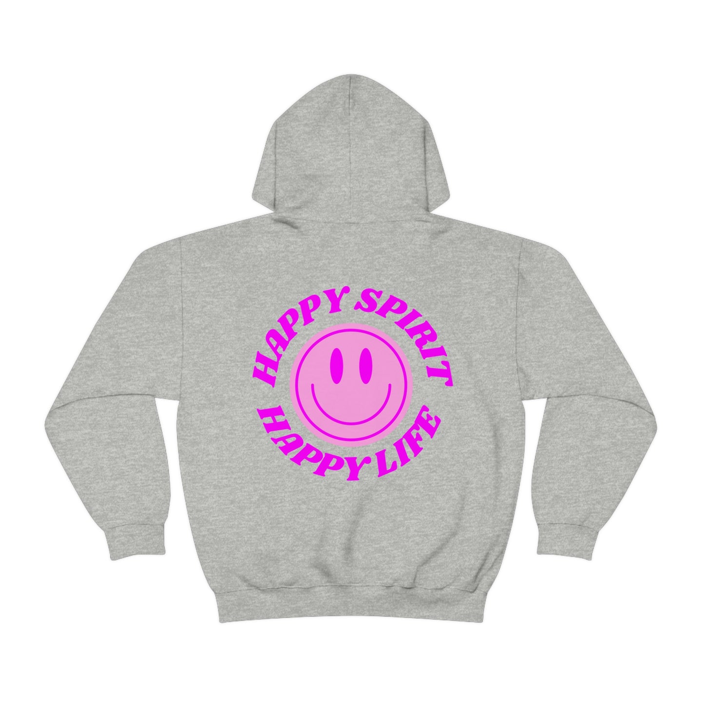 Happy Spirit Happy Life Sweatshirt, Gildan Retro Font Hoodie, Oversized Hoodie, Back Print Trendy Sweatshirt, Beach Cover Up, Lake Cover Up